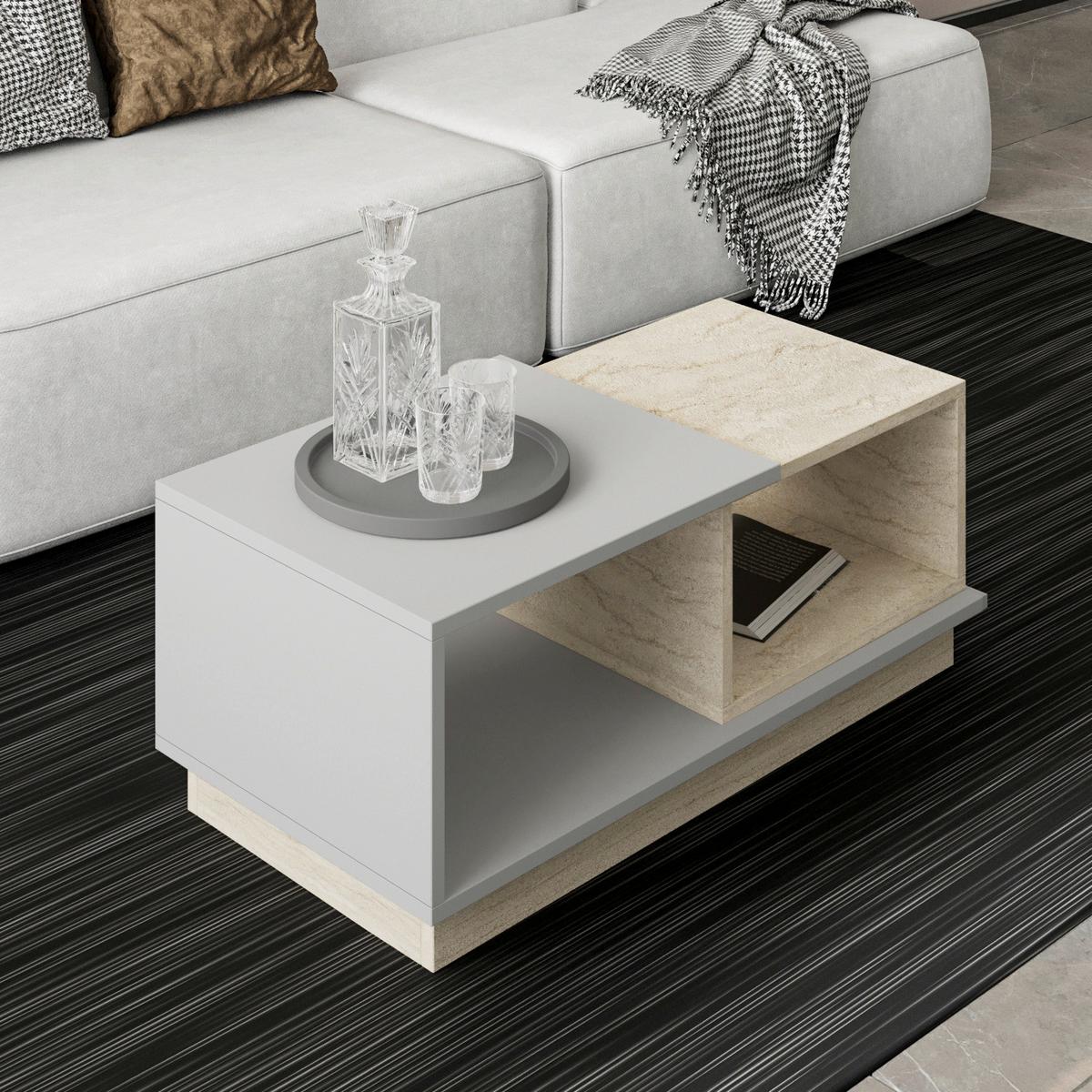 Couchtisch Concept Grau, Beige L: 90 cm - Beige/Grau, Design, Holzwerkstoff (90/45/36cm) - Livetastic