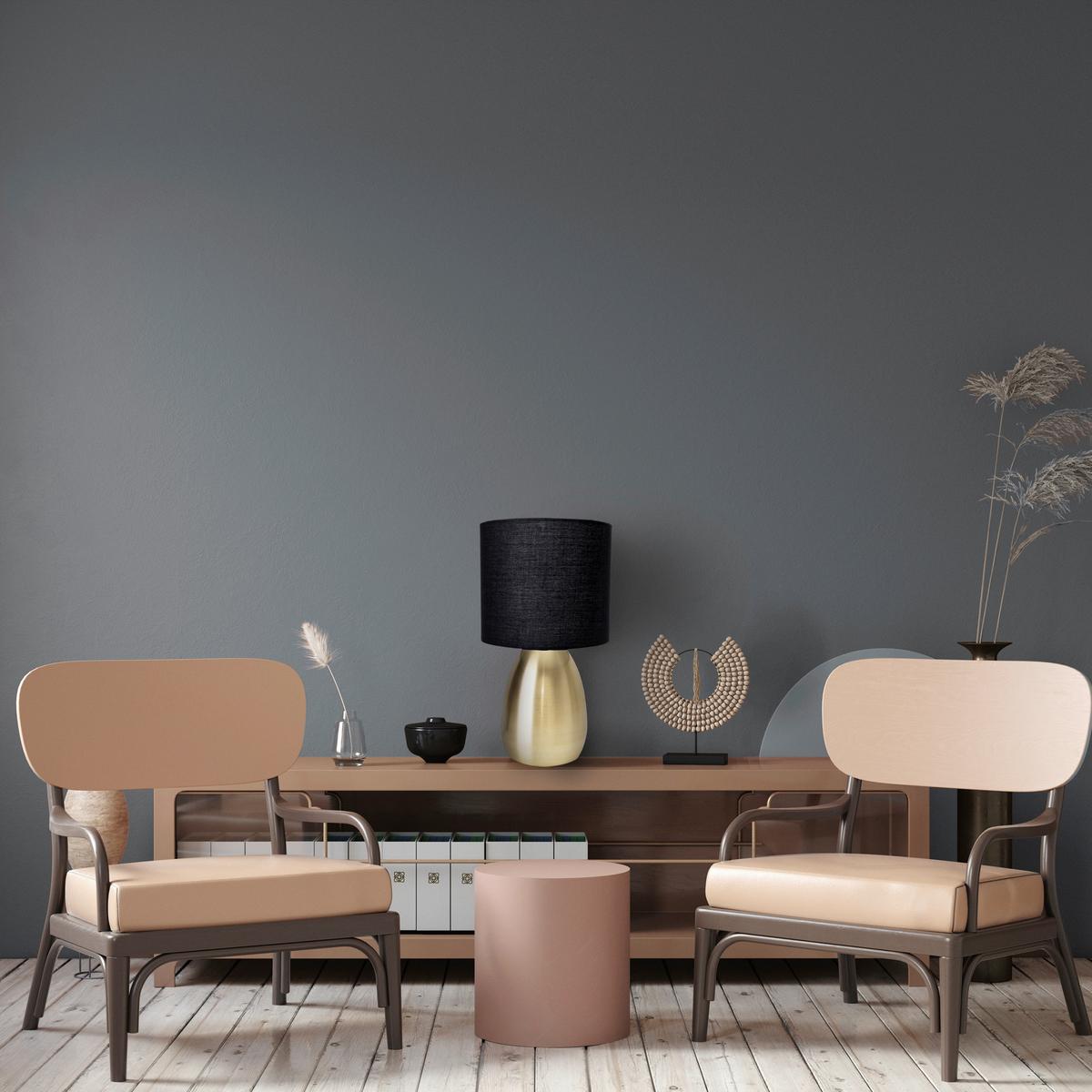 Tischleuchte Aurum - Goldfarben/Schwarz, Design, Textil/Metall (17,5/33cm) - Näve