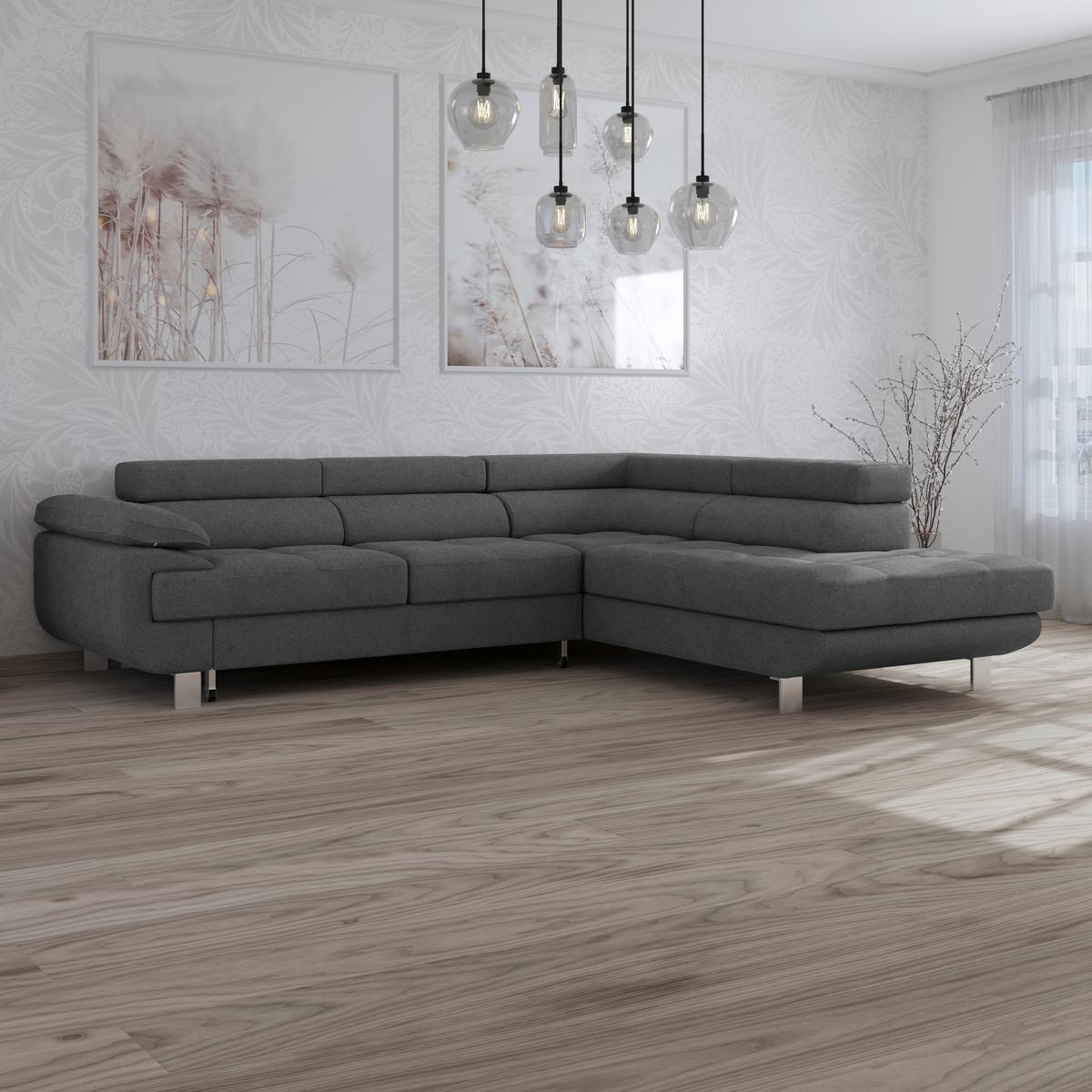 Ecksofa Savona - Anthrazit, MODERN, Textil (270/230cm) - Ondega