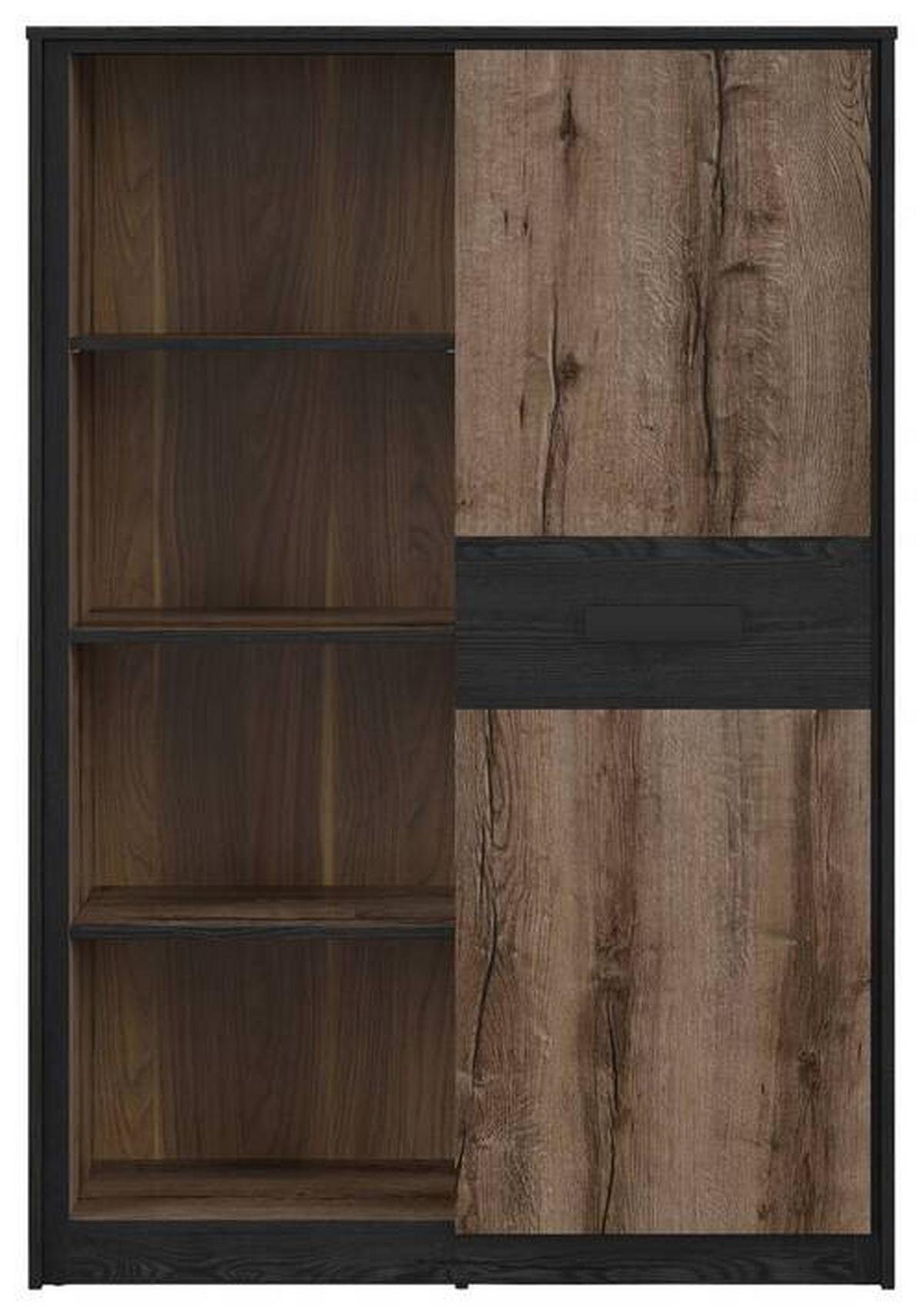 Highboard Kassel Cabinet - Eichefarben/Schwarz, Design, Holzwerkstoff (100/145/41cm)