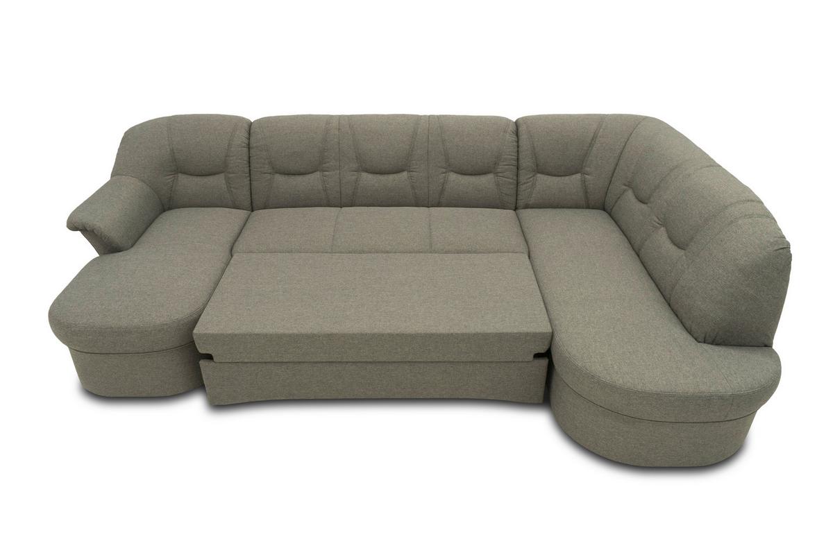 Wohnlandschaft Sarafina Mit Schlaffunktion Grau Mikrofaser - Graubraun/Schwarz, KONVENTIONELL, Textil (146/295/180cm) - MID.YOU