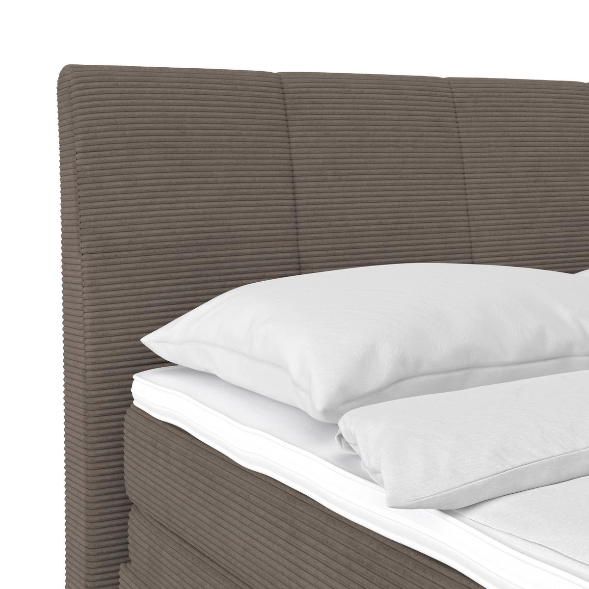 Boxspringbett Libra - Dunkelbraun/Schwarz, KONVENTIONELL, Textil (160/200cm)
