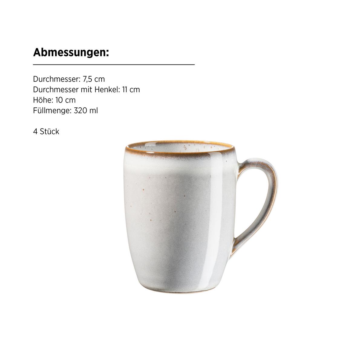 Frühstücksservice Smoky's Steinzeug, Weiß, 12-teilig - Weiß, Basics, Keramik - Mäser