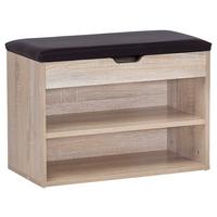 Lavica na topánky Sofia dub sonoma - čierna/dub sonoma, Konventionell, kompozitné drevo/textil (60/40/30cm) - MID.YOU