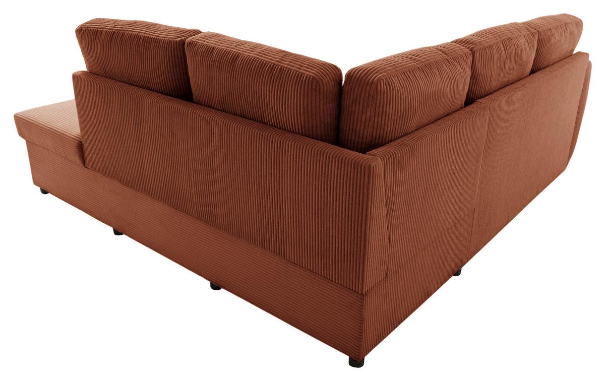 Ecksofa mit Schlaffunktion Toulouse terracotta, 224x206cm - Terracotta/Schwarz, Trend, Holz/Holzwerkstoff (224/206cm)