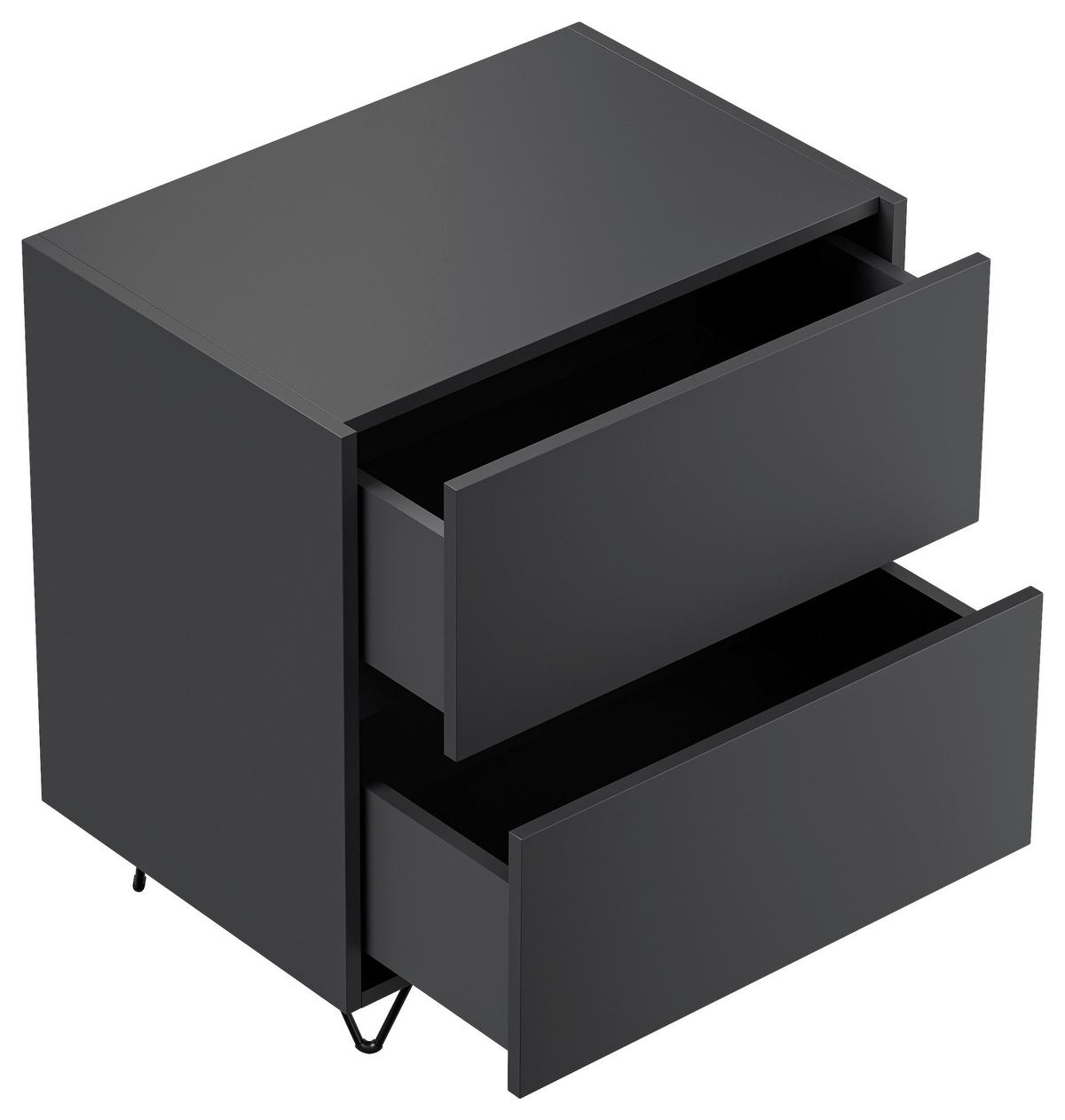 Nachttisch Industrial Graphitfarben B: 61,2cm - Schwarz/Graphitfarben, Basics, Holzwerkstoff/Metall (61,2/65/42cm) - MID.YOU