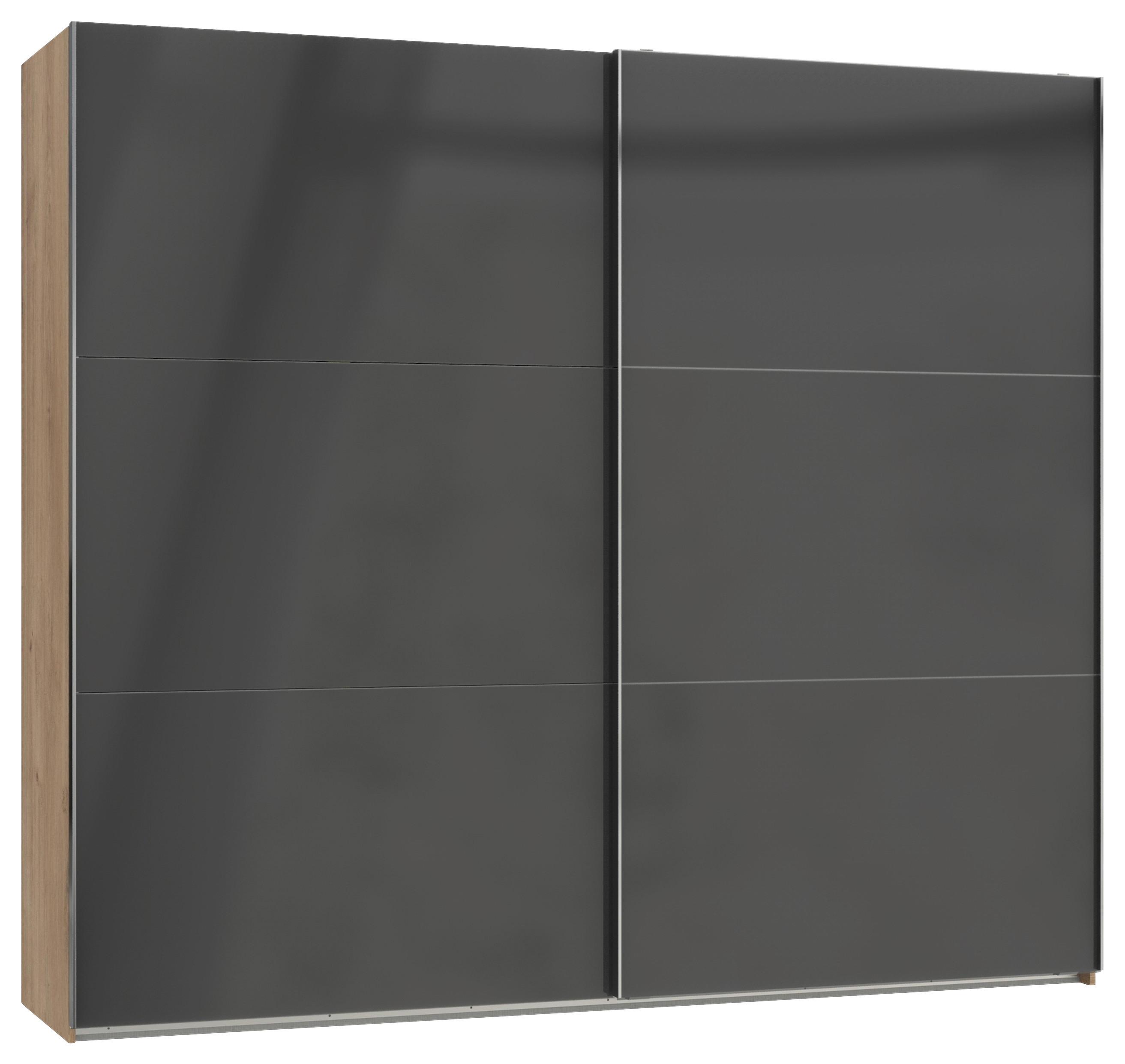 Schwebtürenschrank B: 250 Cm Level Grau/eichefarben Dekor