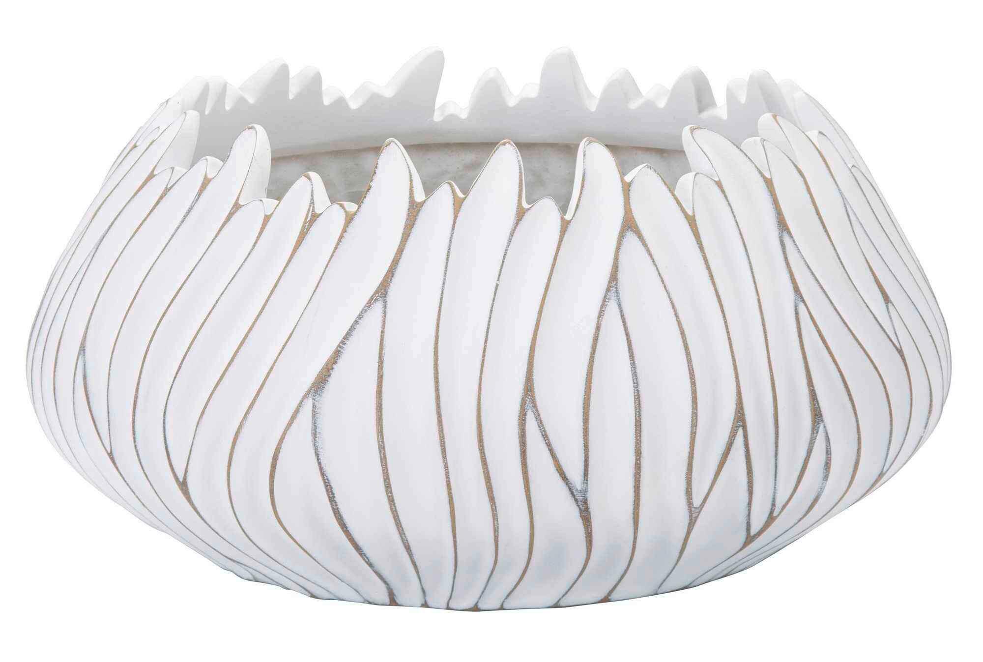 Vase Polyresin Honduras Weiß B: 40 Cm
