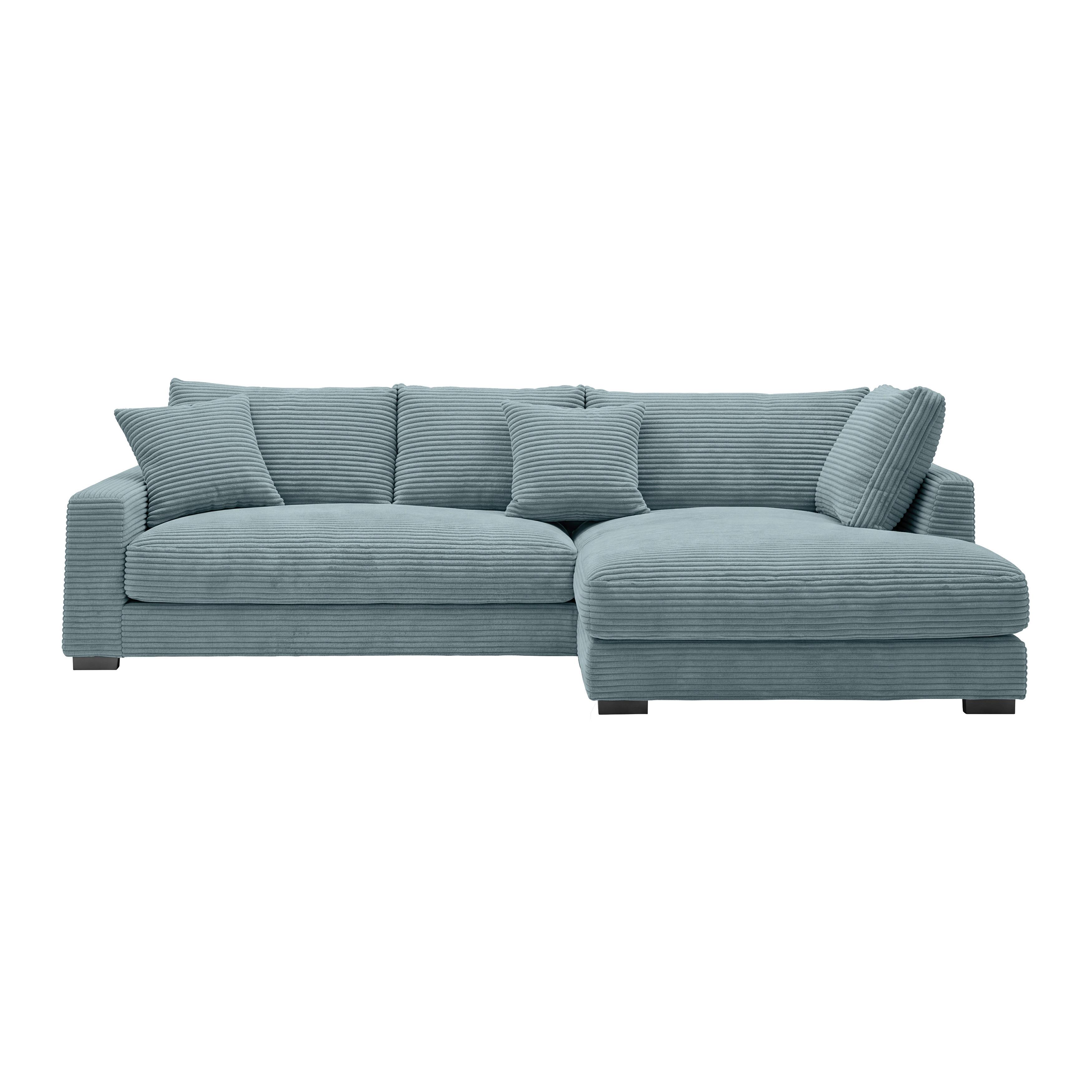 Rohová sedačka PEDRO, pravá, petrolejový manšestr - petrolej/černá, Moderní, textil/plast (300/190cm) - Mömax