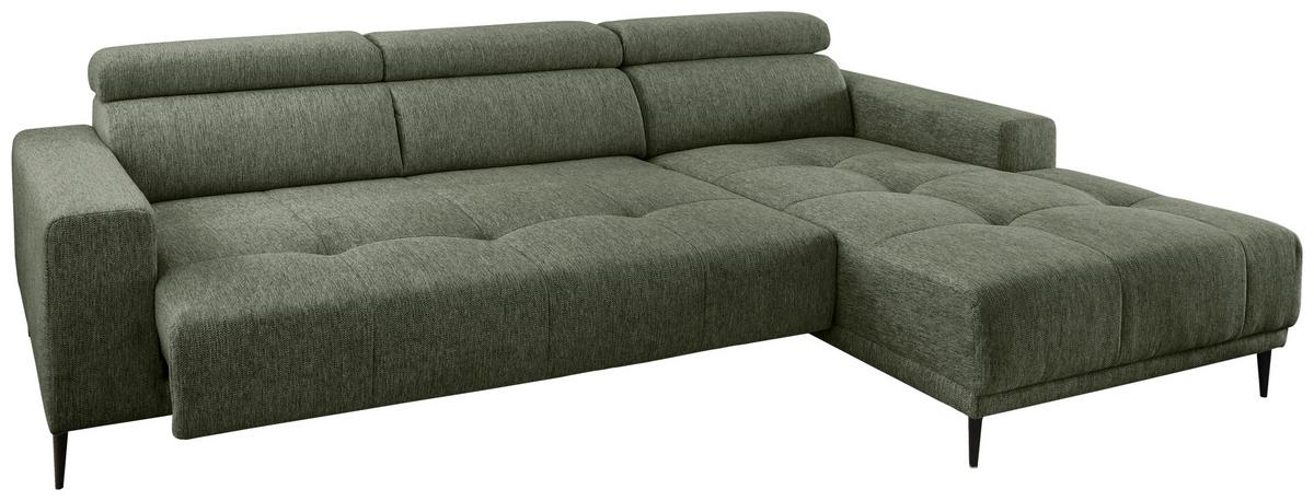 Ecksofa Intera Dunkelgrün S: 276x188 Cm - Dunkelgrün/Schwarz, KONVENTIONELL, Textil (276/188cm) - Livetastic