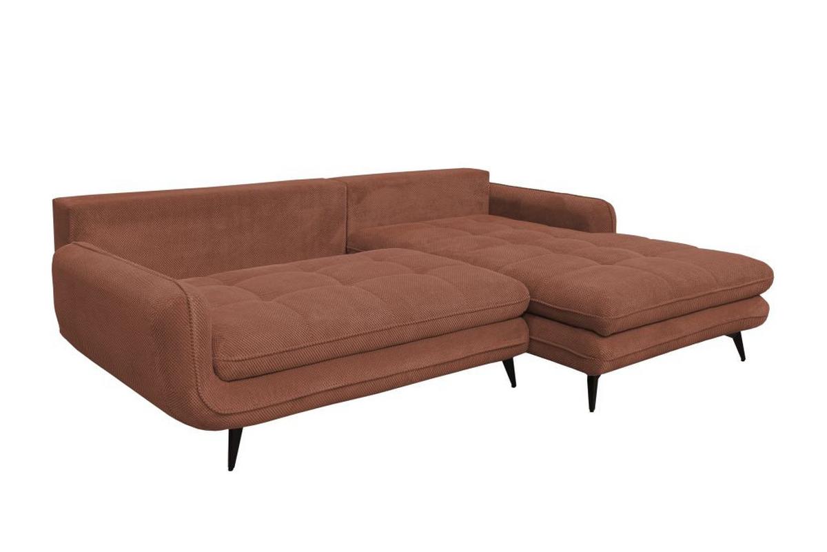 Rohová sedačka WAVE, pravá, indická růžová - starorůžová/černá, Moderní, kov/textil (266/189cm)
