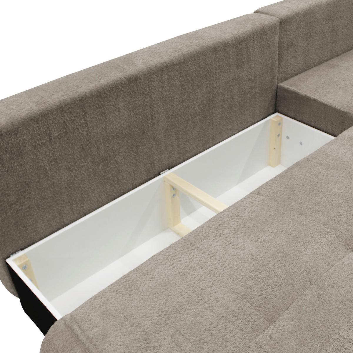 Ecksofa Paros Creme 277x179 Cm - Beige/Schwarz, Design, Textil (277/179cm) - MID.YOU