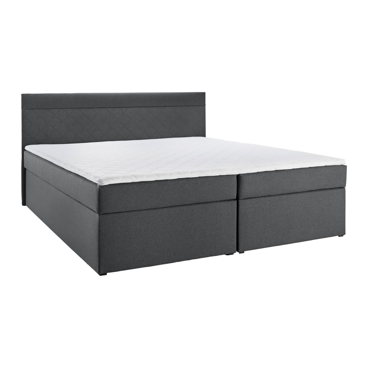 Boxspring postel s topperem Rosa, 180x200, antracitová - černá/tmavě šedá, Moderní, dřevo/kompozitní dřevo (180/200cm) - Bessagi Home