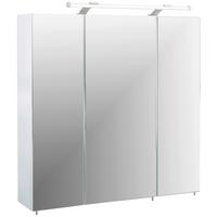 Spiegelschrank Dorina 700 Mit Led 3 Türen, Weiß - Weiß Hochglanz/Weiß, MODERN, Glas/Holzwerkstoff (70/75,7/16cm) - MID.YOU