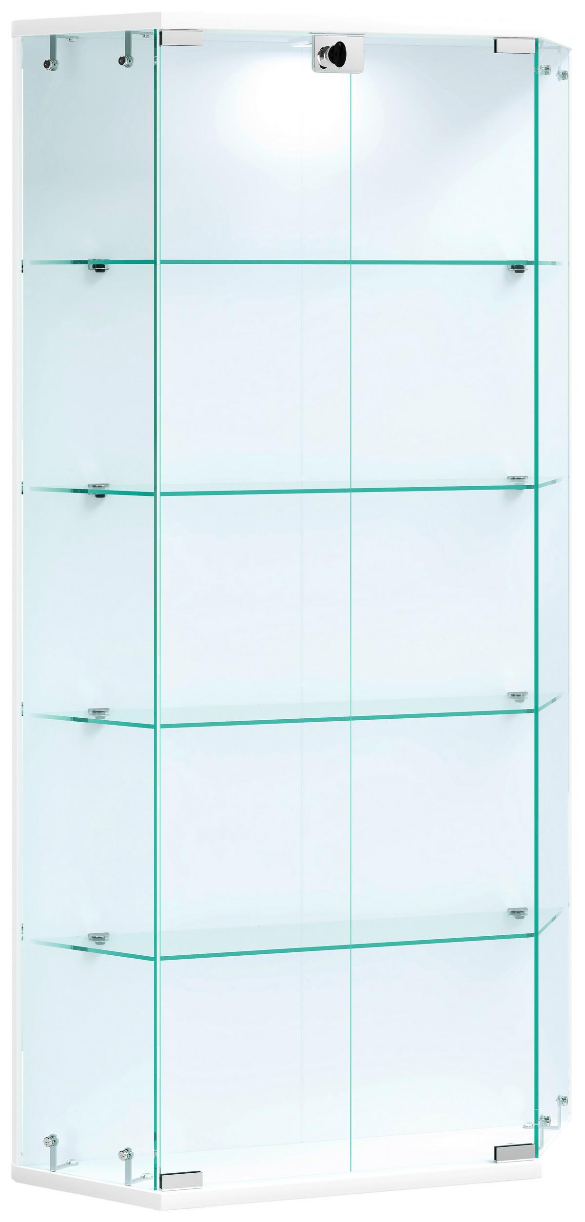 Vitrine Benila Weiß B: 83 cm - Transparent/Weiß, Design, Glas/Holzwerkstoff (83/114/17cm) - MID.YOU