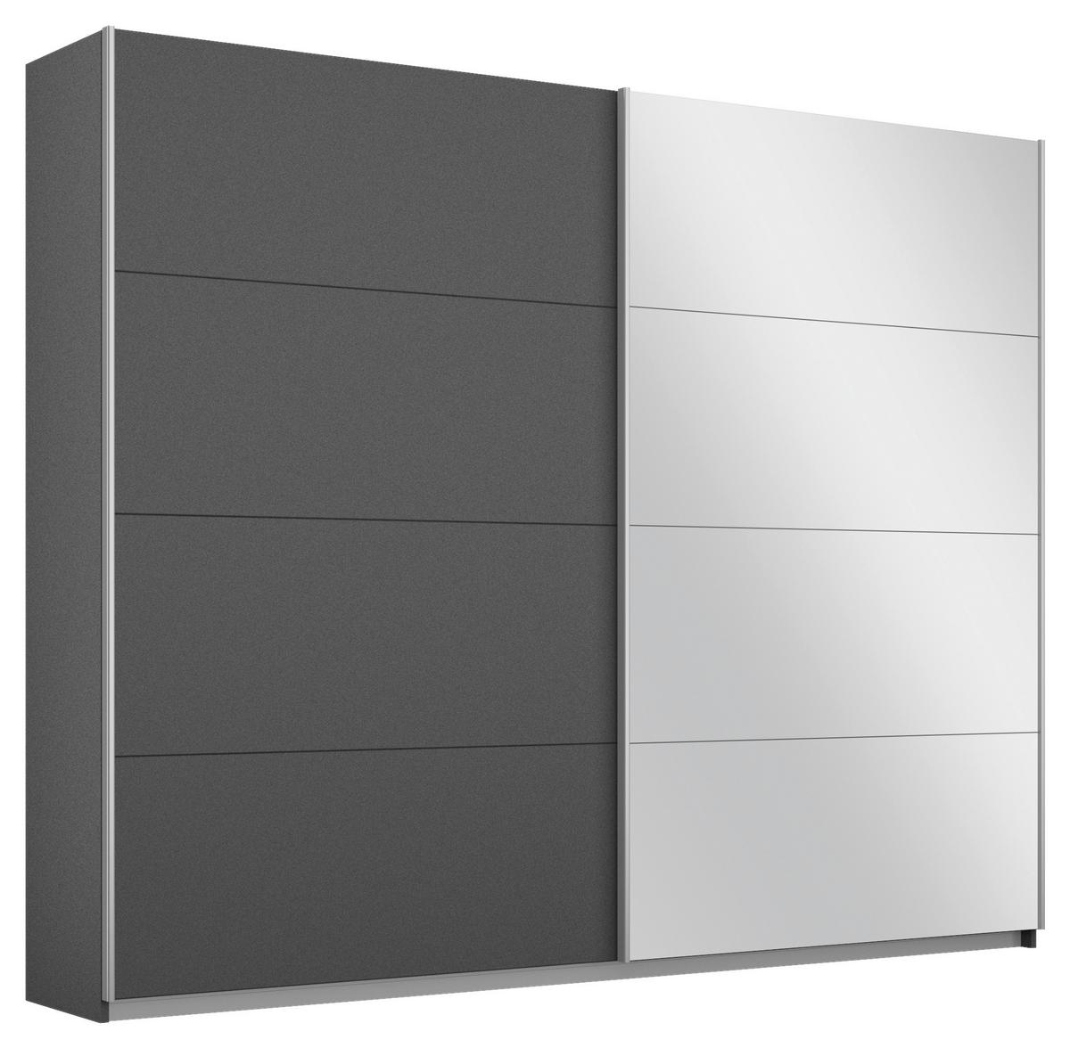 Schwebetürenschrank M. Spiegel 226cm Belluno, Grau Metallic - Grau, MODERN, Holzwerkstoff (226/230/62cm) - Rauch Möbel