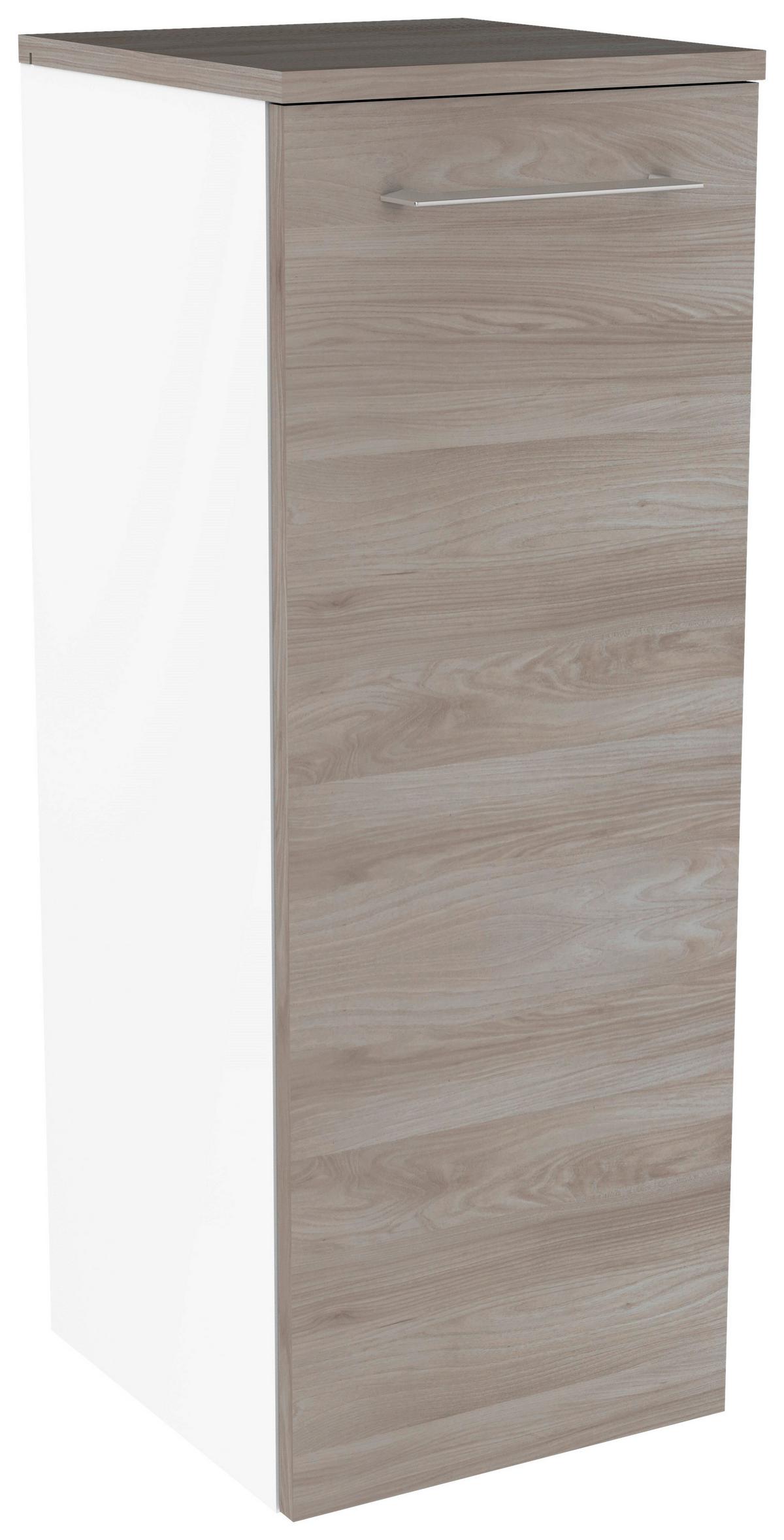 Midischrank Mit Türdämpfer Lima B: 31cm, Weiß+esche Dekor - Eschefarben/Weiß, MODERN, Glas/Holzwerkstoff (30,5/81/32cm) - MID.YOU