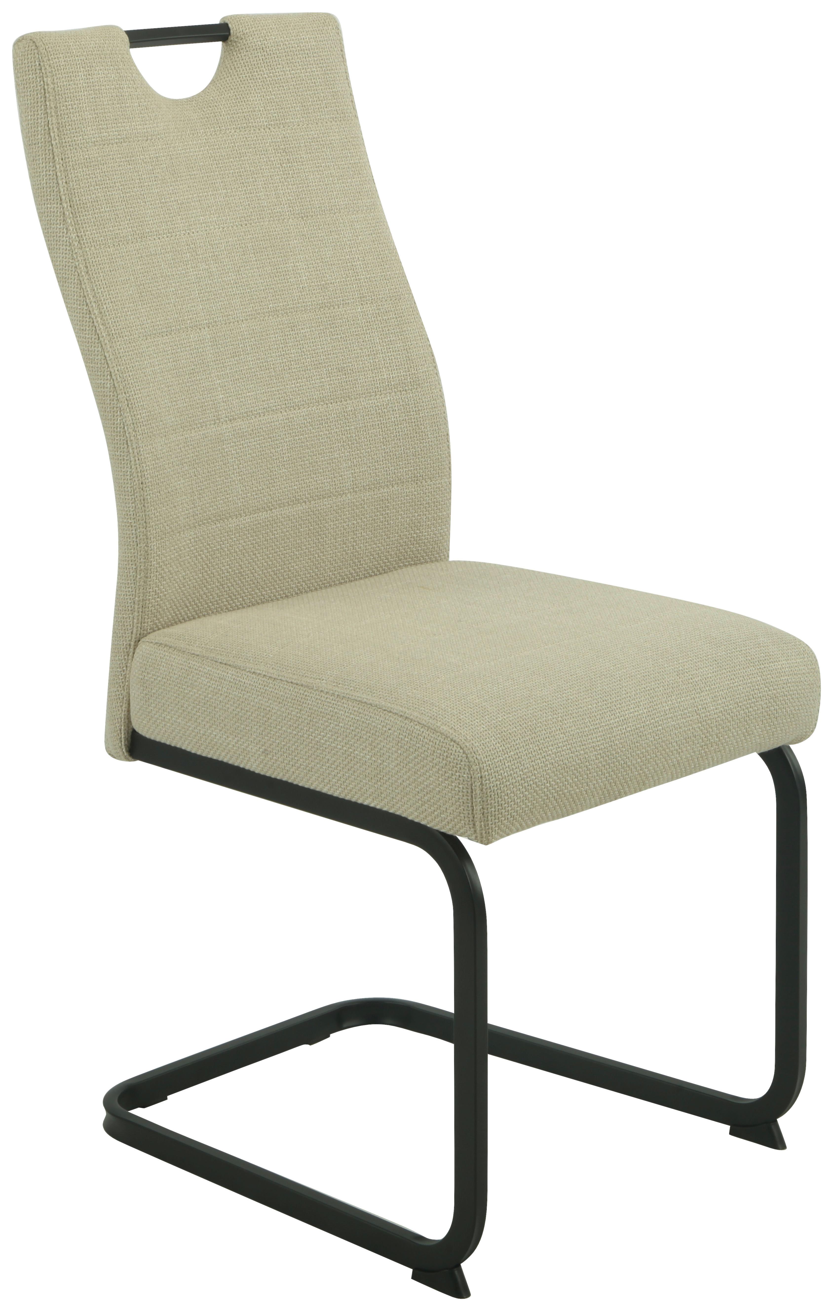 Schwingstuhl Finni Webstoff Beige Federkern - Beige, KONVENTIONELL, Textil/Metall (44/98/60cm)