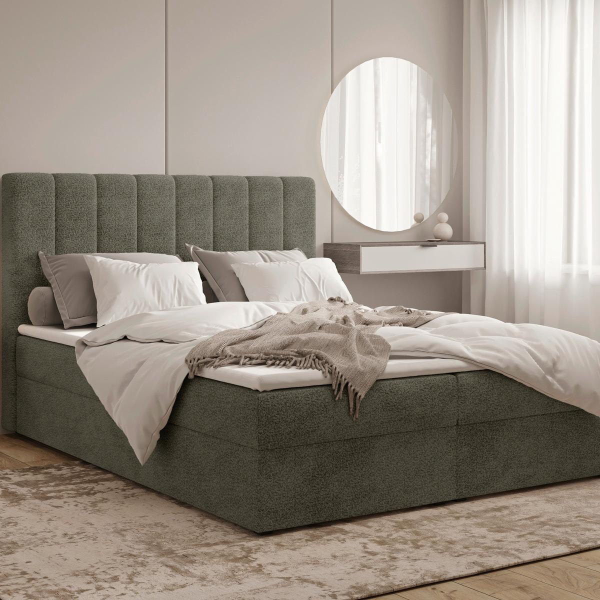 Boxbett Paris Lf: 180x200 Grün - Schwarz/Grün, MODERN, Holz/Kunststoff (180/200cm) - MID.YOU