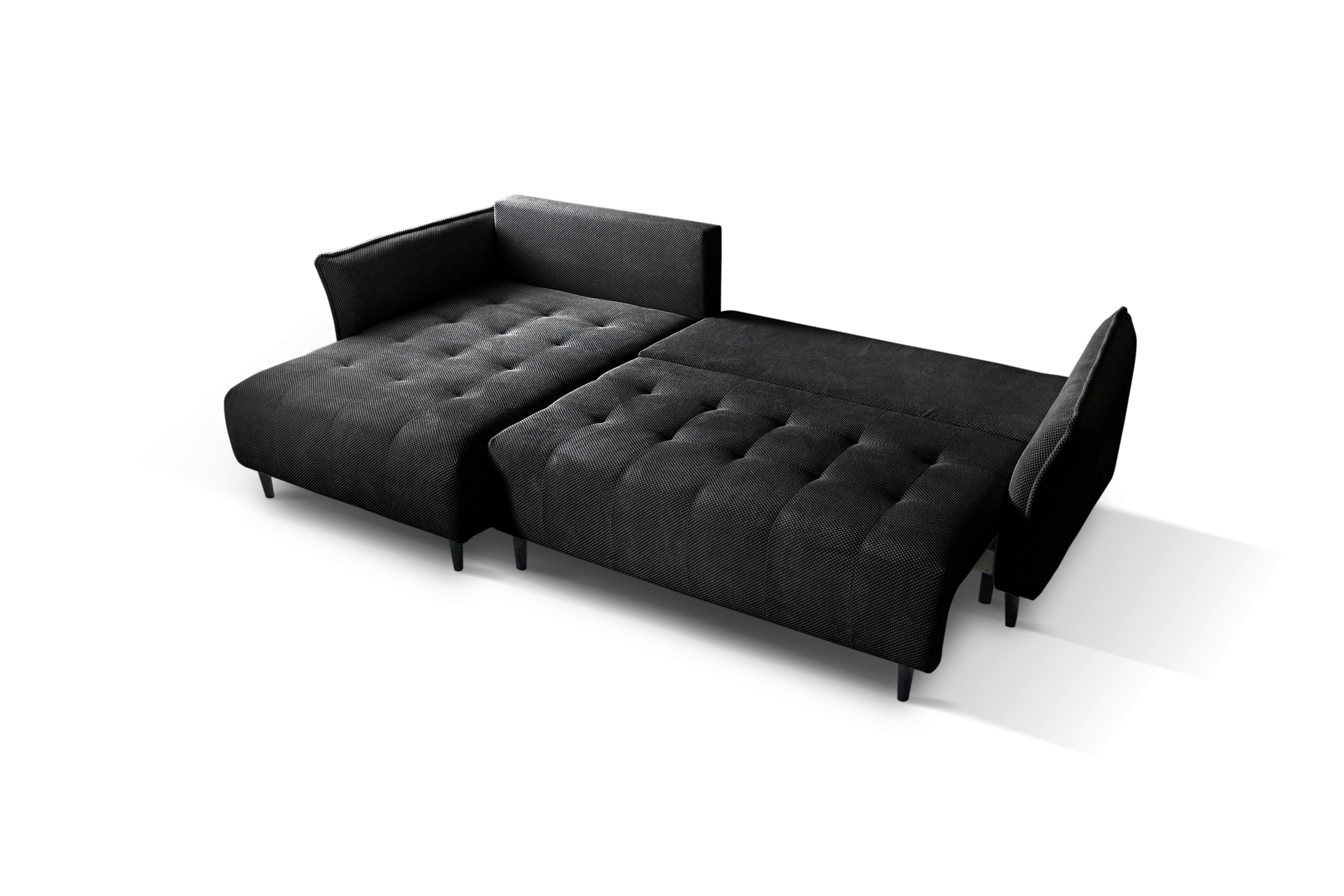 Ecksofa mit Schlaffunktion & Bettkasten Monte Carlo Schwarz