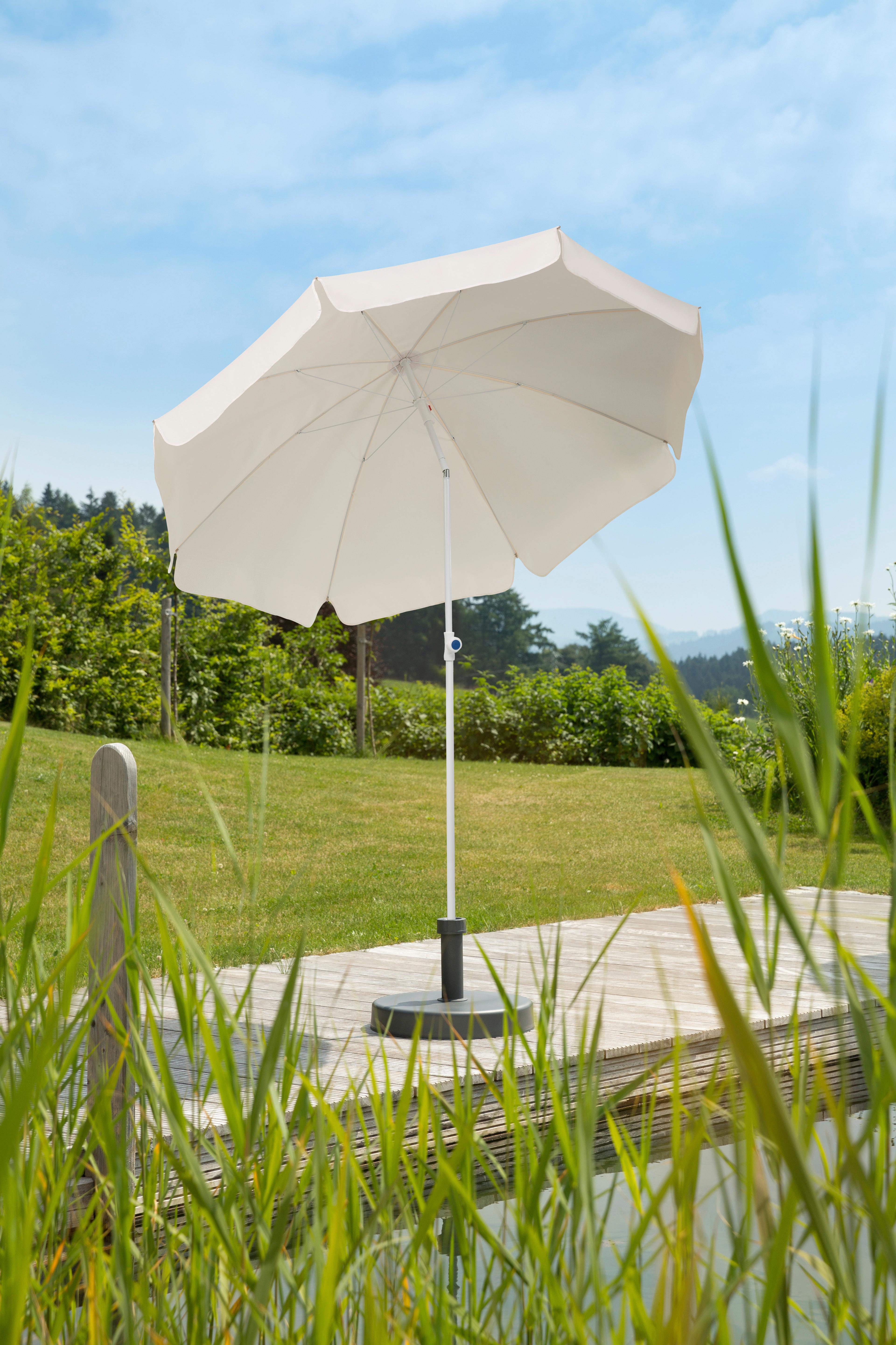 Sonnenschirm Ibiza BxHxT: 200x215x200 cm Naturfarben - Naturfarben/Weiß, Basics, Textil/Metall (200/215/200cm) - Schneider