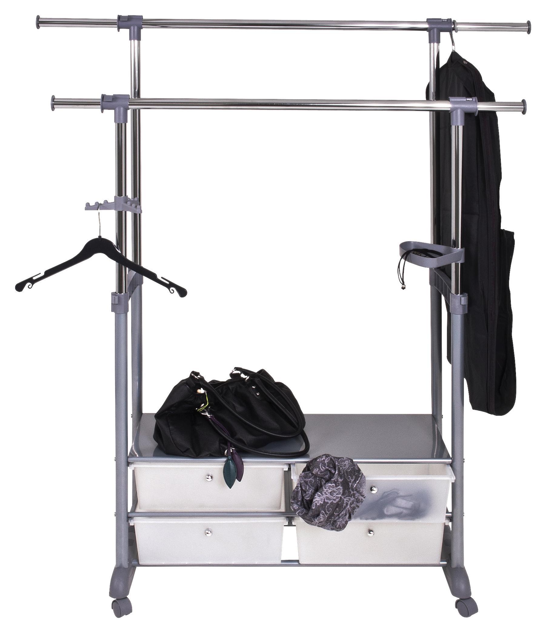 Kleiderwagen Carola mit Rollen - Alufarben, MODERN, Kunststoff/Metall (93-144/127-162/44cm)