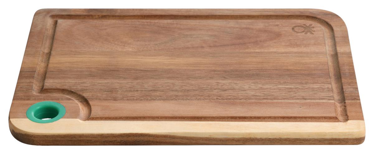 Schneidebrett Aus Holz + Griff Rainbow L/b: Ca. 34/24 Cm - Akaziefarben, Basics, Holz/Kunststoff (34.2/24.5/11.5cm) - Benetton