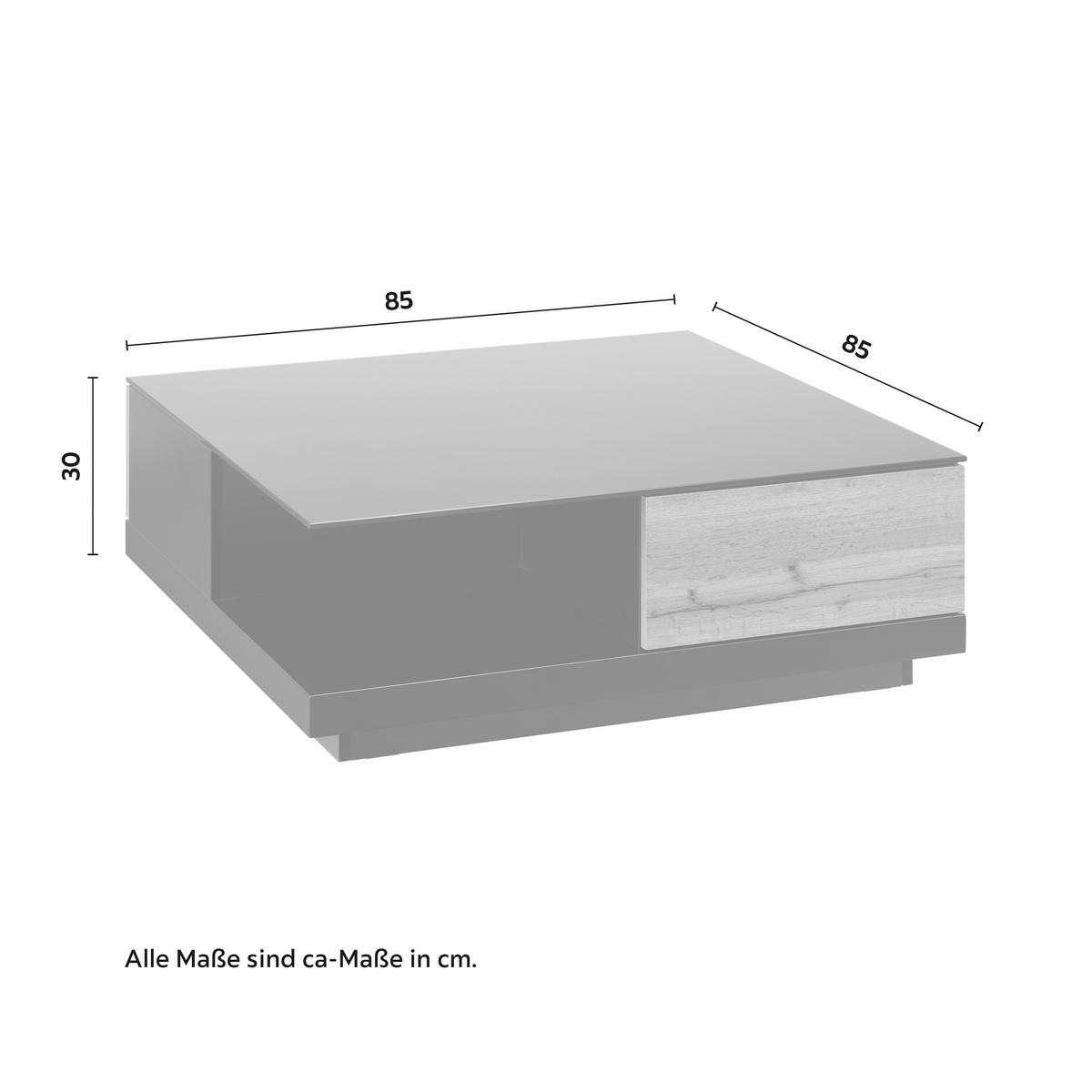 Konferenčný stolík NEVIO - čierna/farba duba, Modern, sklo (85/85/30cm) - Bessagi Home