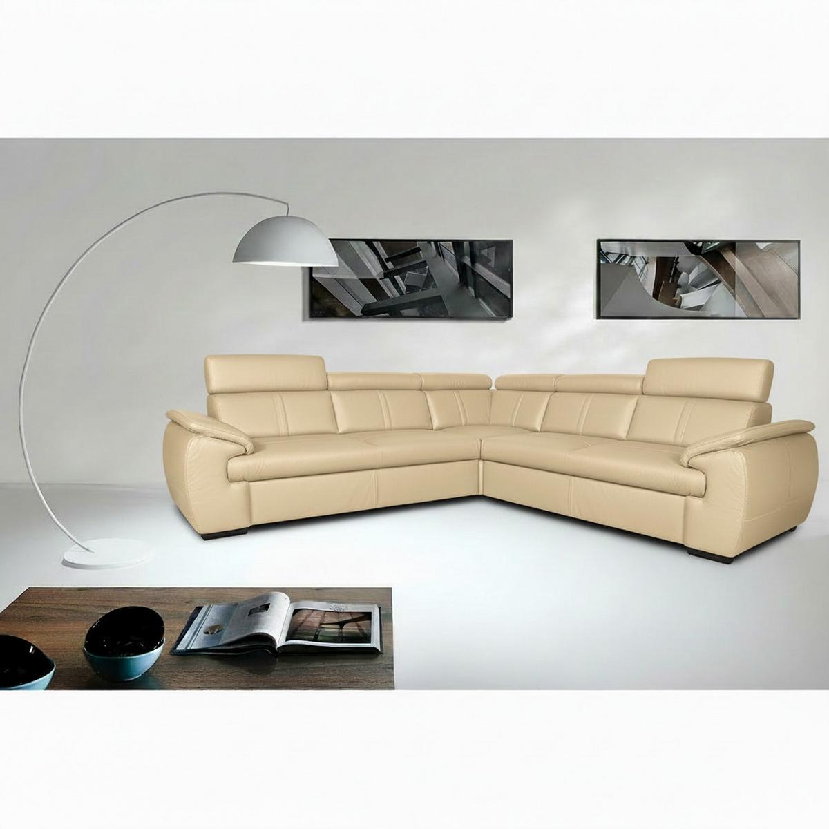 Ecksofa City Beige B: 265x265 Cm - Beige/Schwarz, Design, Leder (265/265cm) - Livetastic