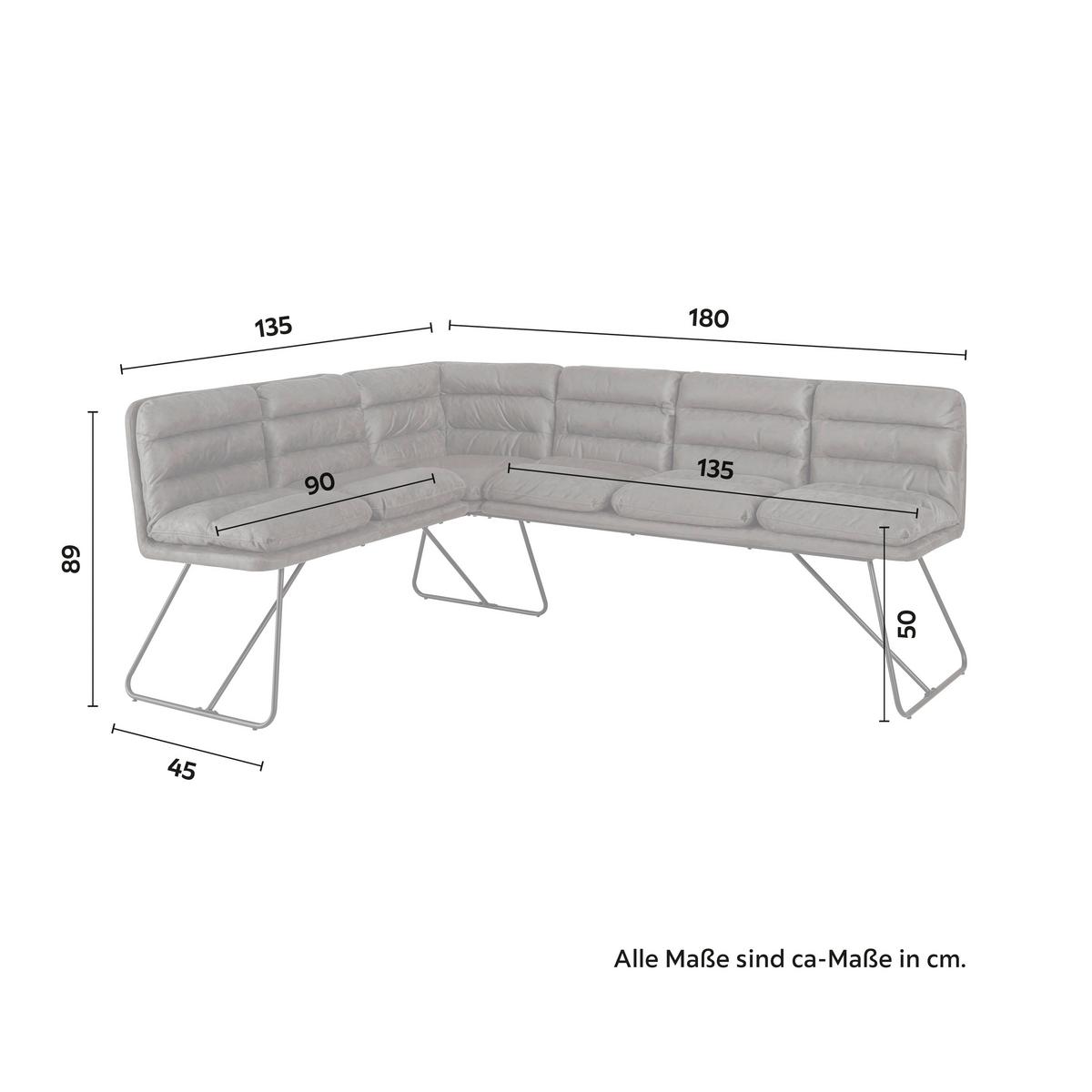 Rohová lavice KONA tmavěšedá - černá/tmavě šedá, Moderní, kov/dřevo (135/180cm) - P & B