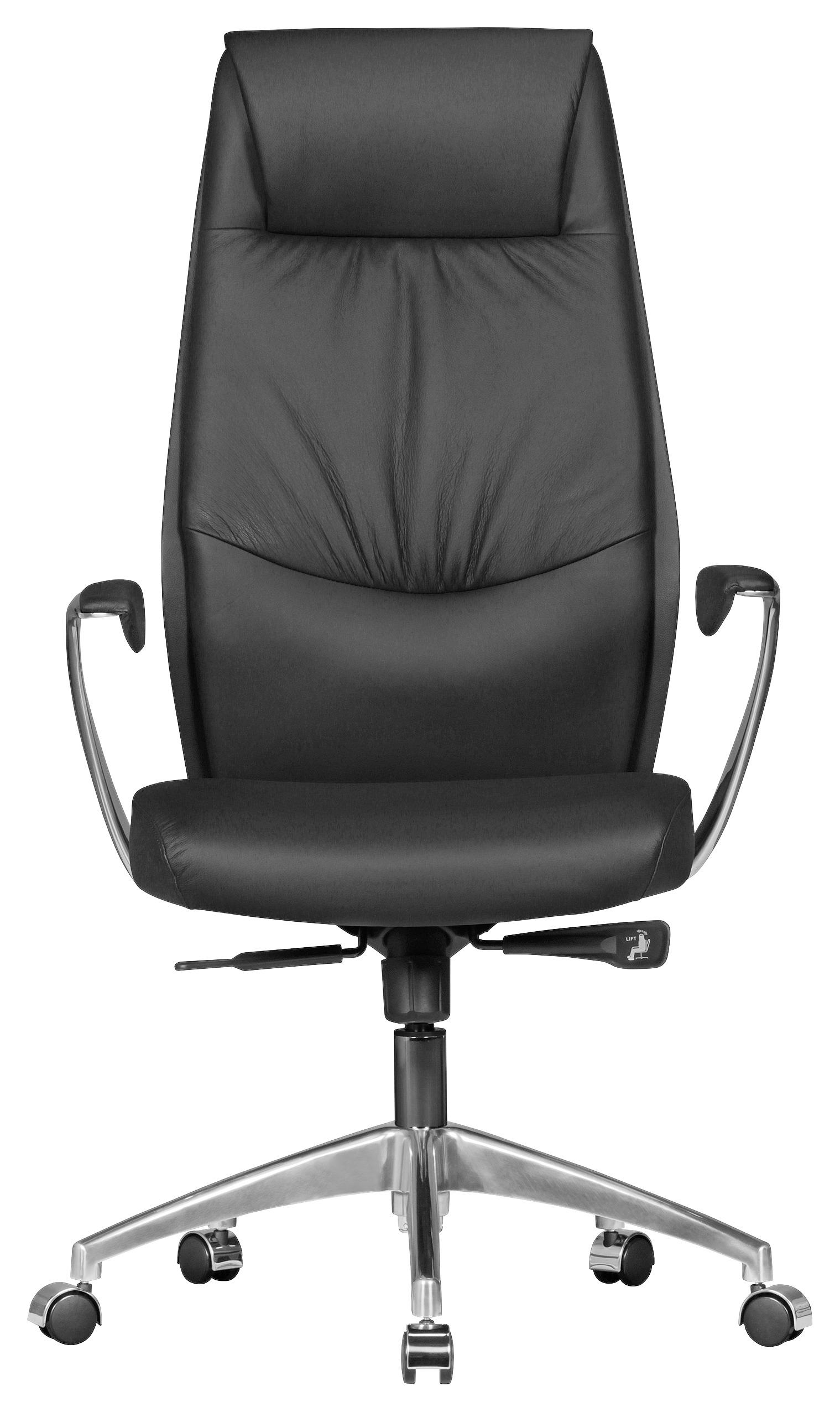 Kancelářská židle OXFORD 1 černá kůže - barvy stříbra/černá, Moderní, kov/plast (67/117/58cm) - MID.YOU