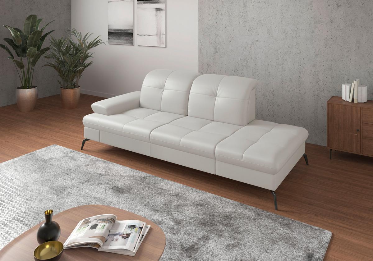 Récamiere Amica E, Weiß B: 231 Cm - Schwarz/Weiß, KONVENTIONELL, Leder/Textil (231/90/122cm) - Sit & More