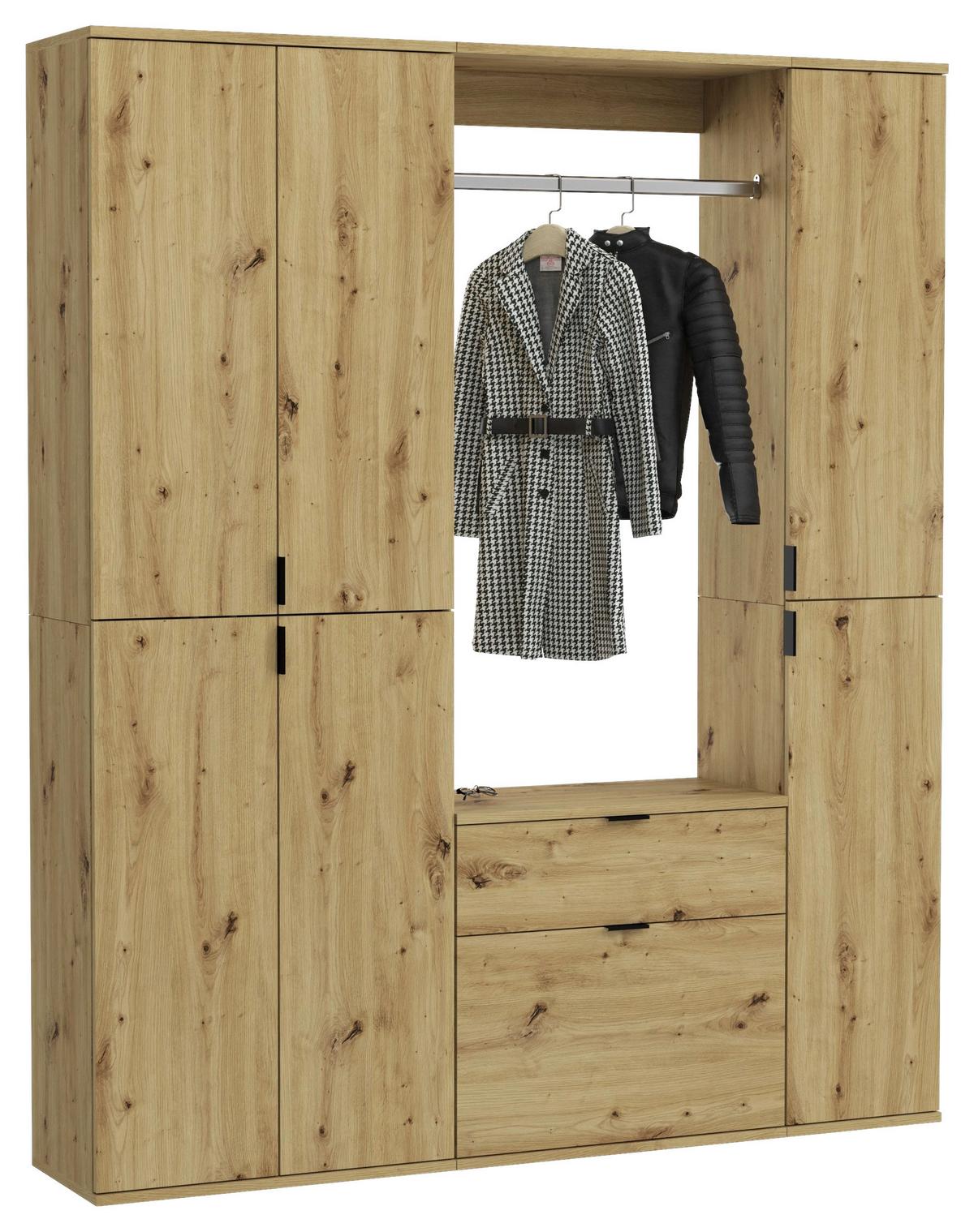 Garderobe Projekt X 3-teilig Eiche Artisan B: 152 Cm - KONVENTIONELL, Holzwerkstoff (152/193/34cm) - MID.YOU