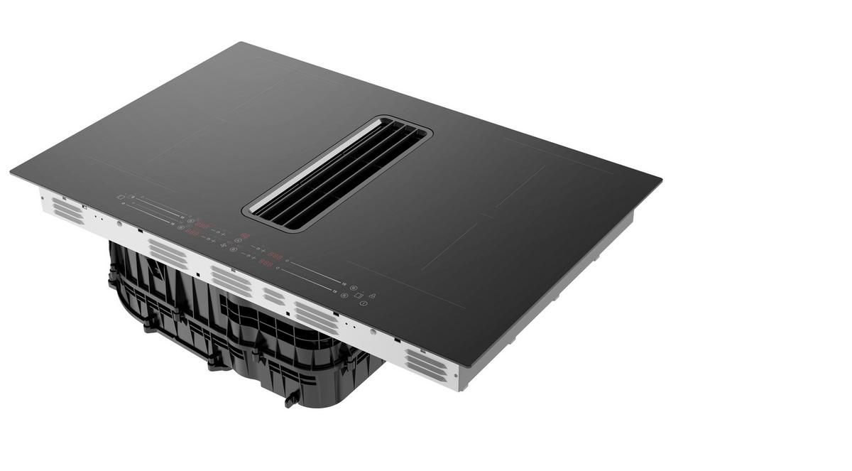 Kochfeld-Dunstabzug-Kombi Schwarz, B: 80 cm - Schwarz, Basics, Glas/Kunststoff (80/23,7/52cm) - CEEM