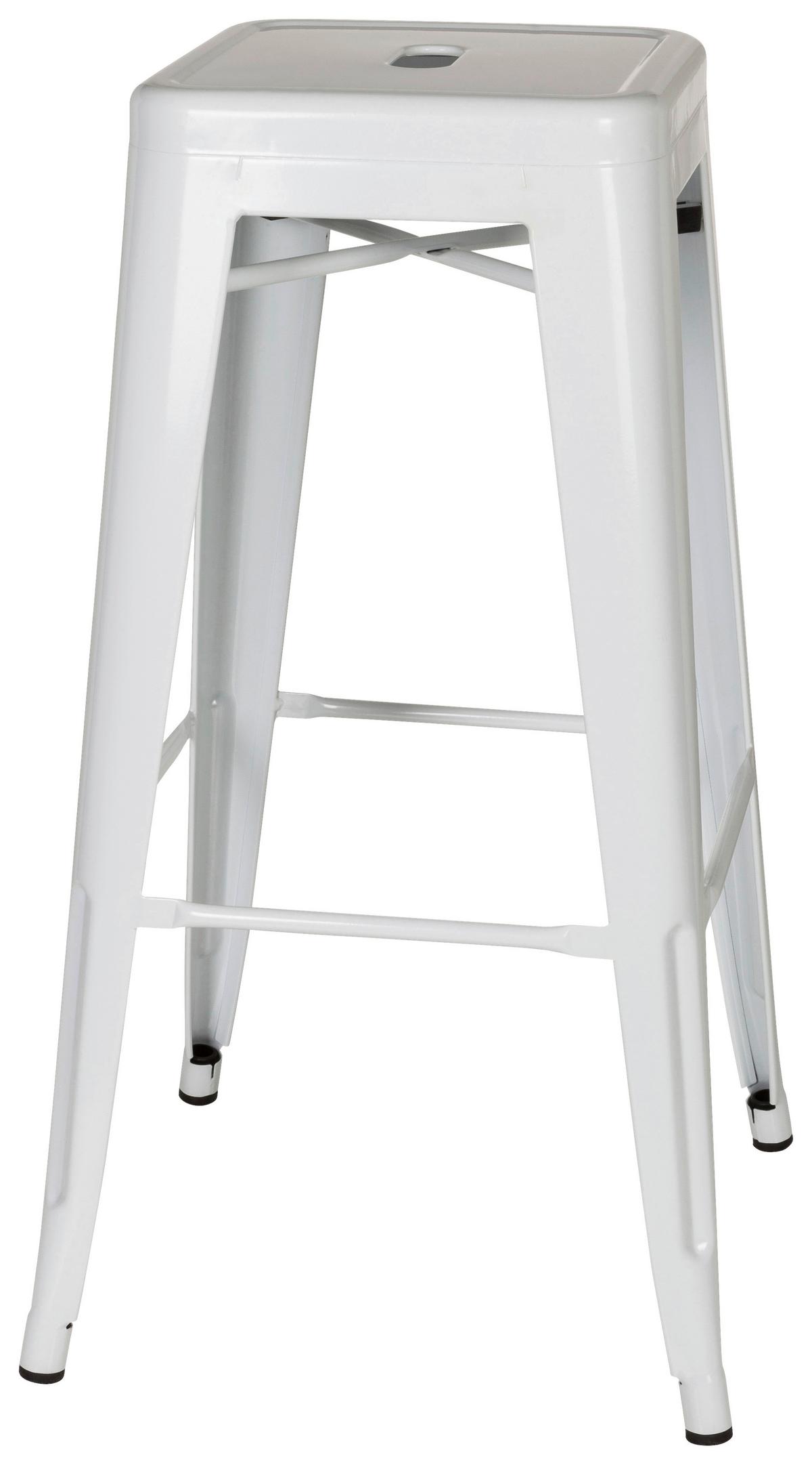 Barhocker Vantaggio High Stapelbar Weiß Bis 150 Kg - Weiß, Basics, Metall (44/77/44cm) - MID.YOU