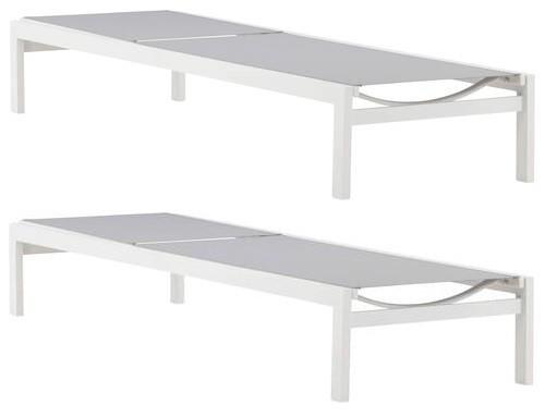 Sonnenliege Copacabana - Weiß/Grau, KONVENTIONELL, Metall (60/30/195cm) - Gardenson