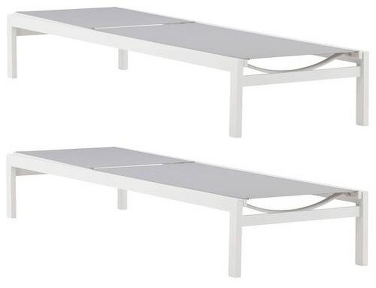 Sonnenliege Copacabana - Weiß/Grau, KONVENTIONELL, Metall (60/30/195cm) - Gardenson