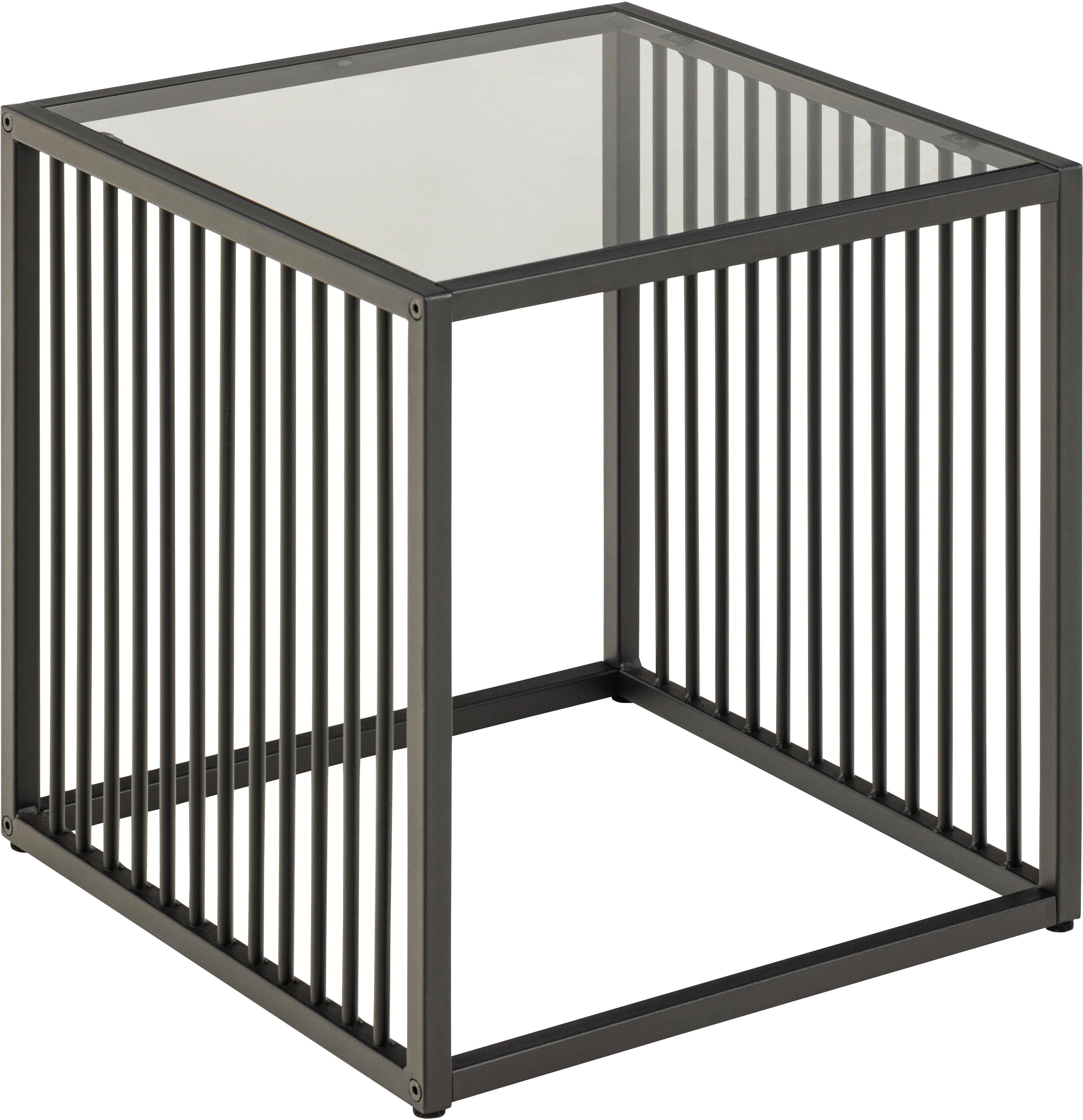 Beistelltisch Strington - Schwarz, Design, Glas/Metall (40/40/40cm) - MID.YOU