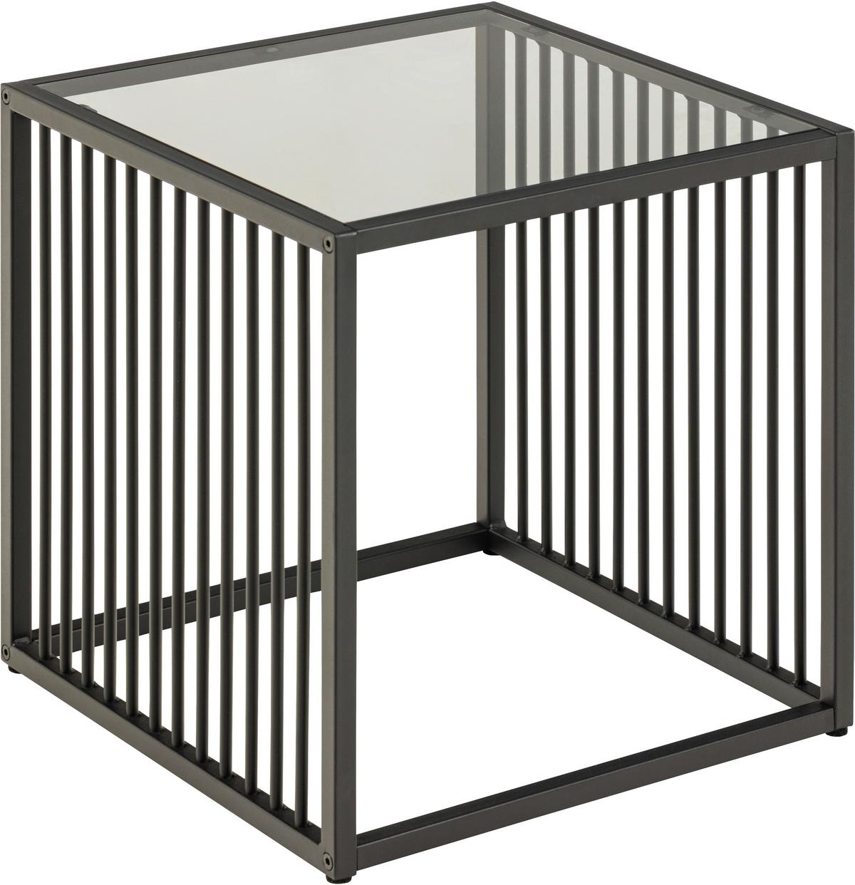 Beistelltisch Strington - Schwarz, Design, Glas/Metall (40/40/40cm) - MID.YOU