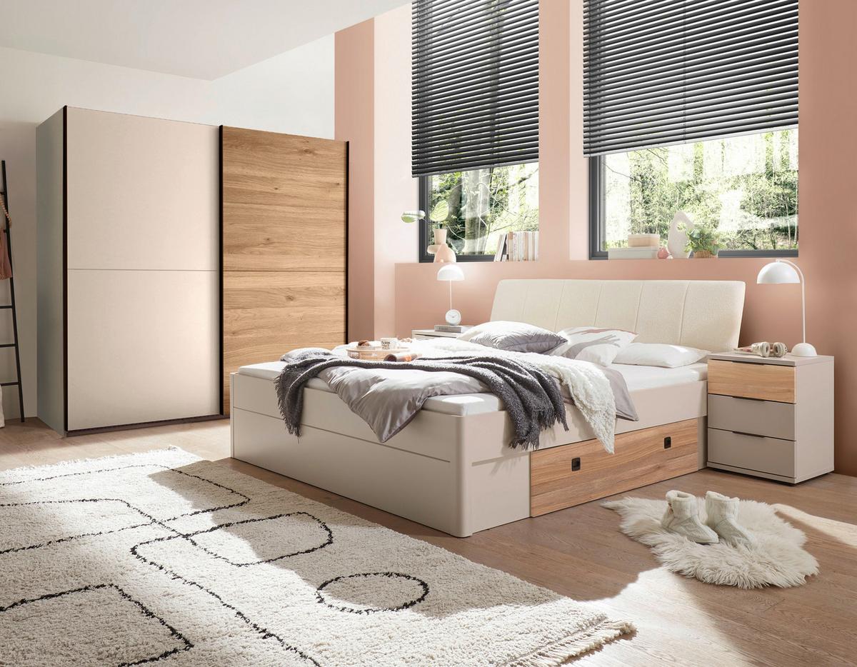 Stauraumbett TESSONA LF: 180x200 cm Kaschmir - Kaschmir/Eichefarben, Trend, Holzwerkstoff/Textil (180/200cm)