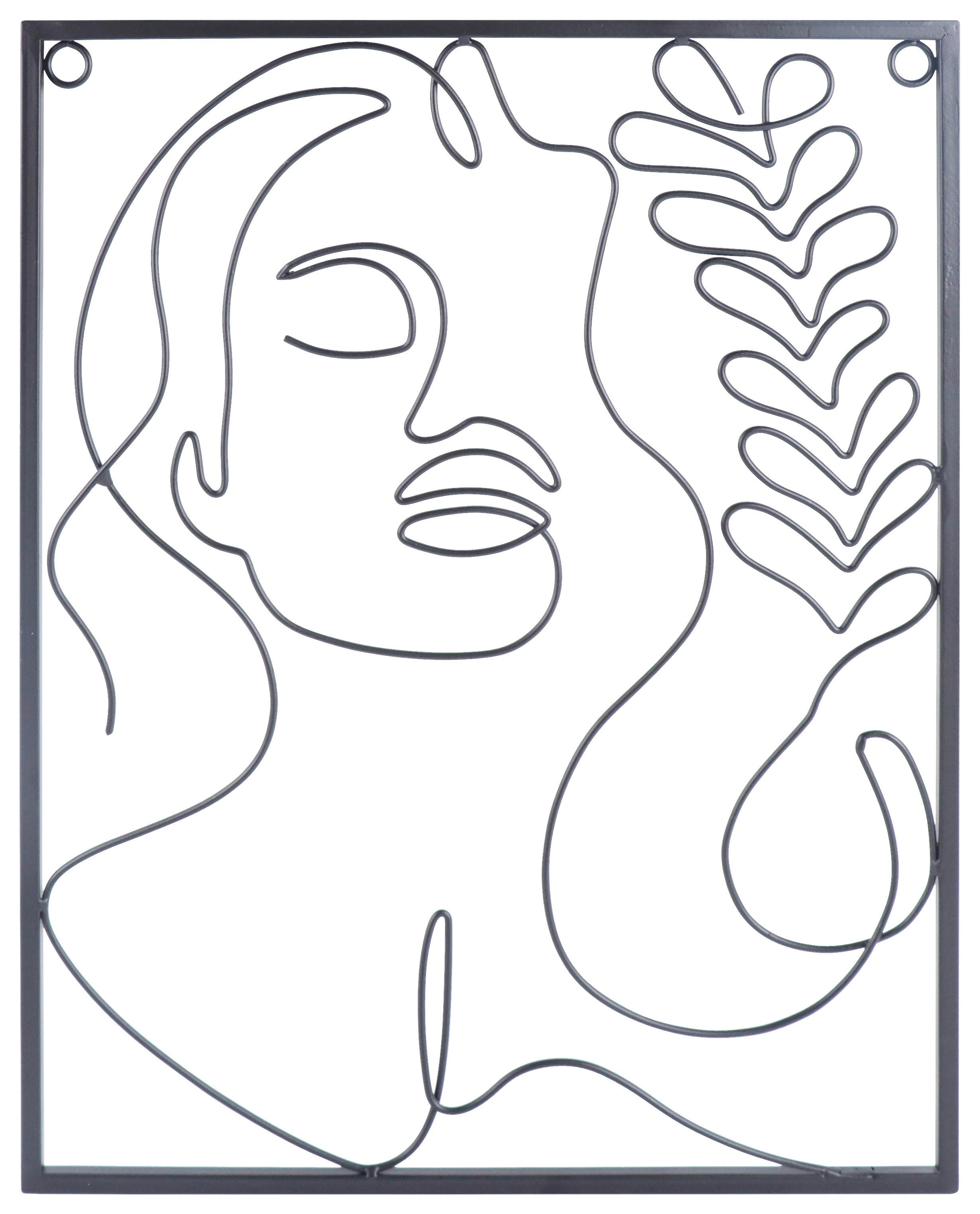 Dekorace Na Zeď Lady, 36/45cm - černá, Moderní, kov (36/45cm) - Modern Living