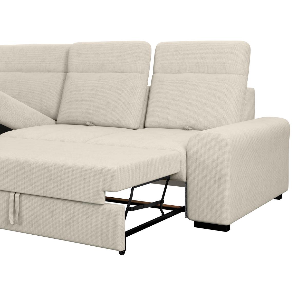 Ecksofa mit Bettfunktion Malaga new Chenille hellgrau - Hellgrau/Schwarz, KONVENTIONELL, Textil (203/286cm) - Ondega