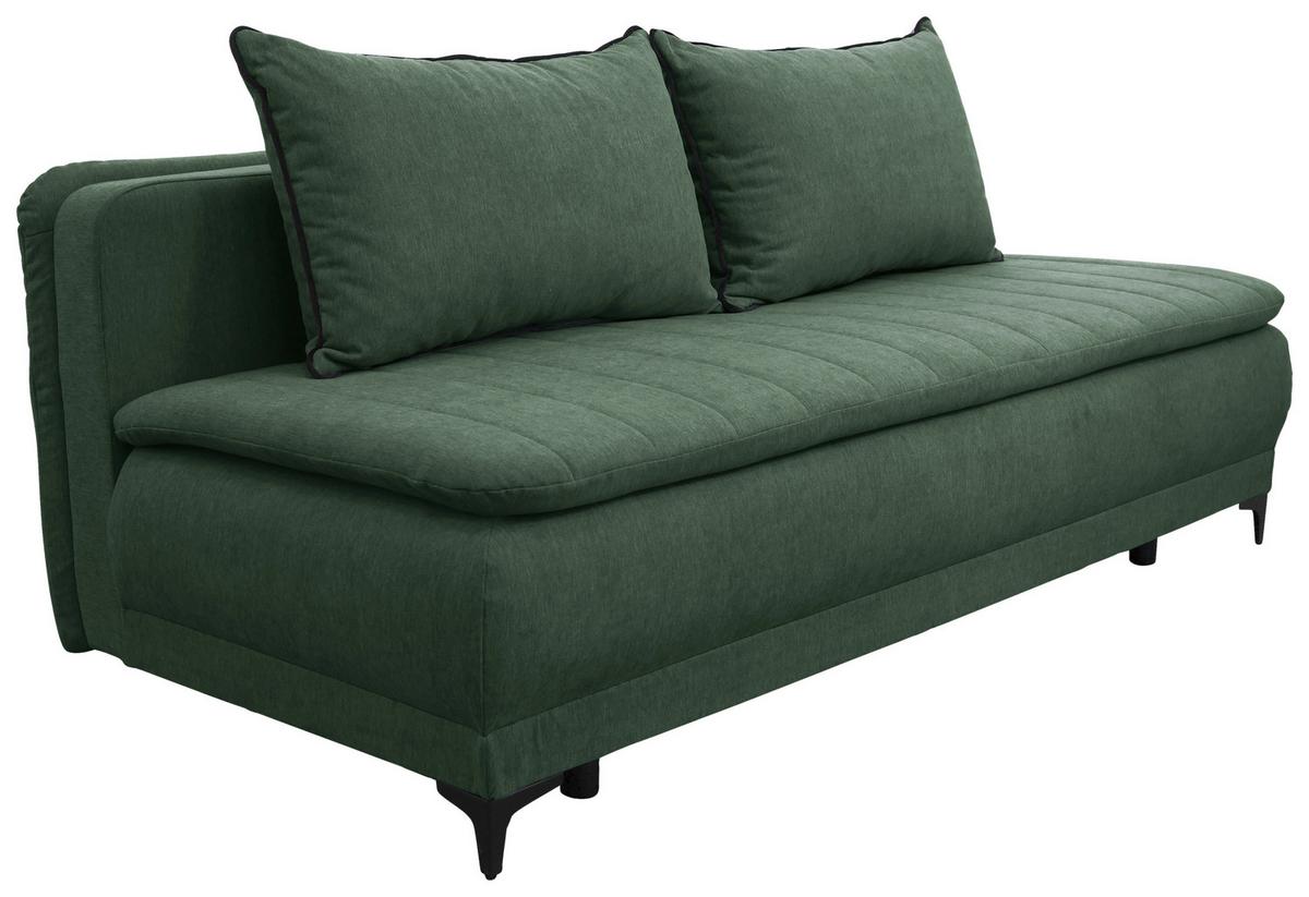 Schlafsofa Moliss Grün B: 202 cm - Schwarz/Grün, Basics, Textil (202/98/78cm) - Livetastic
