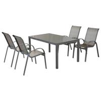 Gartenmöbel Set 5-tlg. Amalfi Aus Aluminium - Silberfarben/Braun, MODERN, Textil/Metall - Gardenson