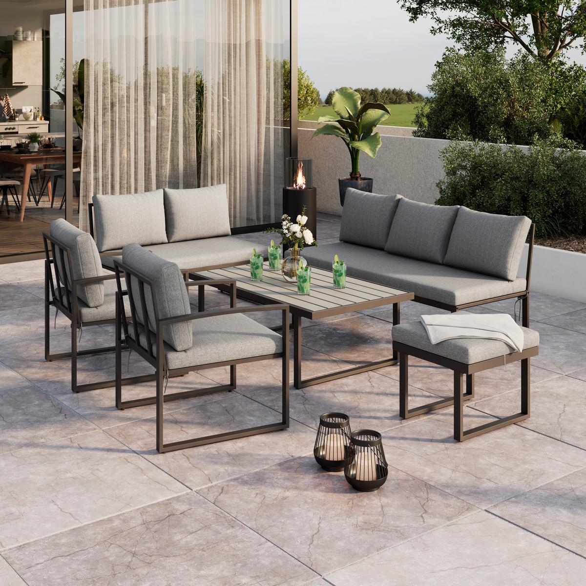 Loungegarnitur Salvador - Dunkelgrau/Grau, MODERN, Holzwerkstoff/Textil (165/72/68cm) - Beldano