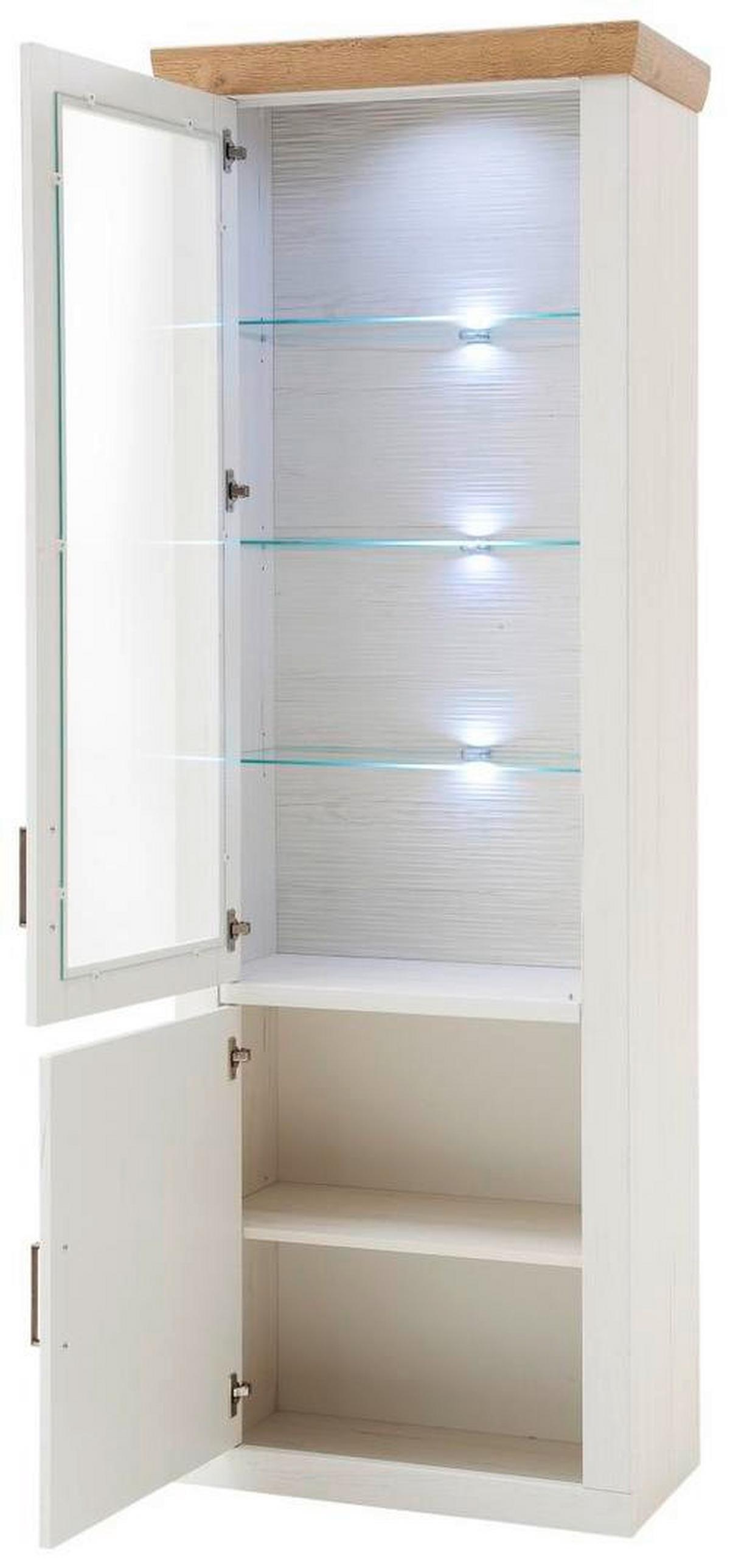 Vitrine Brixen B: 73 cm Eiche/Pinie Dekor - Eichefarben/Schwarz, LIFESTYLE, Glas/Holzwerkstoff (73/210/40cm) - Livetastic