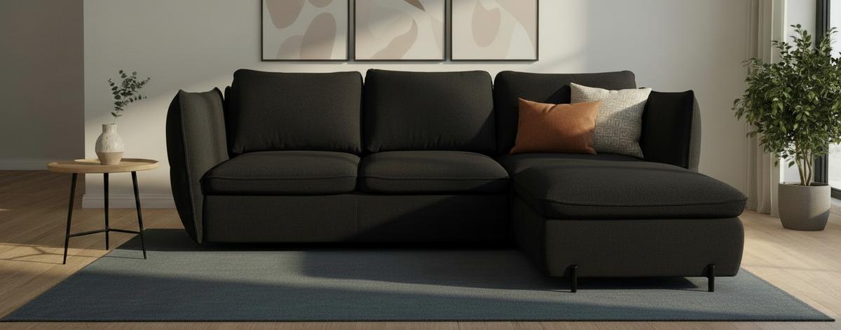 Ecksofa Baloo, Schwarz S: 262x178 cm - Schwarz, MODERN, Textil (262/178cm) - MID.YOU