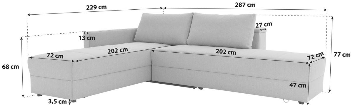 Ecksofa Looks Iii - Hellgrau/Schwarz, Design, Textil (287/229cm) - LOOKS by W.Joop