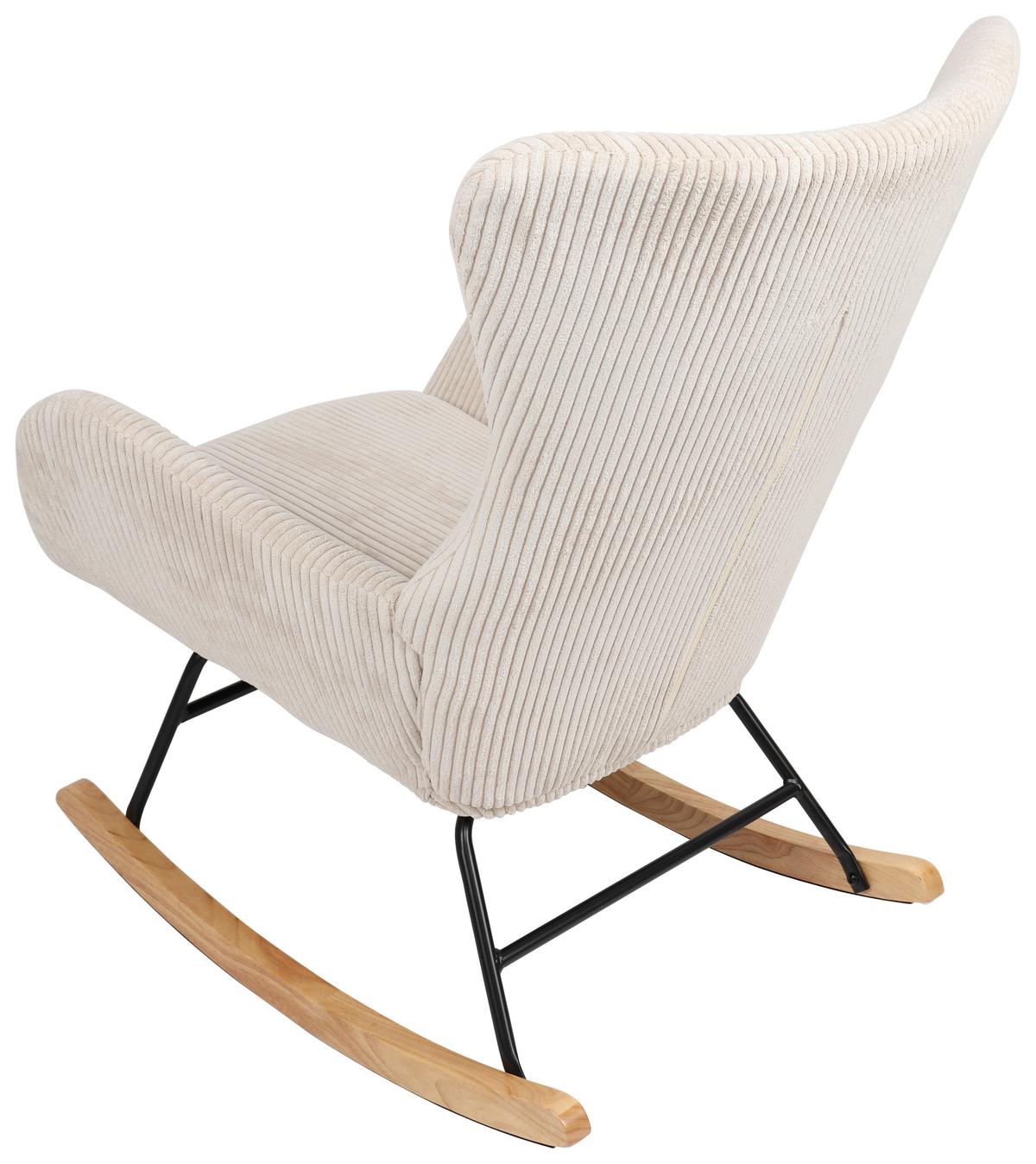Schaukelstuhl mit Armlehnen Granny Stoffbezug Creme - Creme/Naturfarben, MODERN, Holz/Textil (67/92/85cm)
