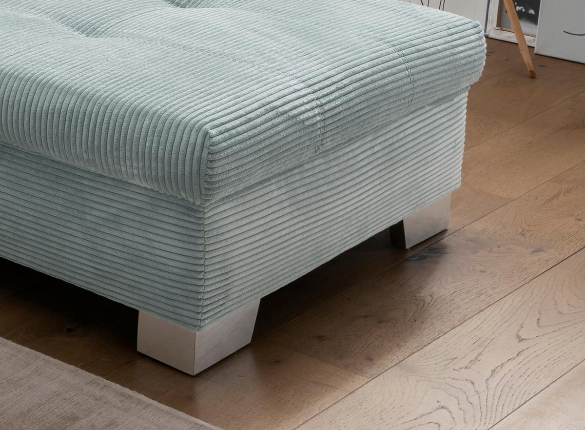 Ecksofa mit Schlaffunktion Flora Blau Kord - Blau/Silberfarben, Design, Textil (250/190cm) - MID.YOU